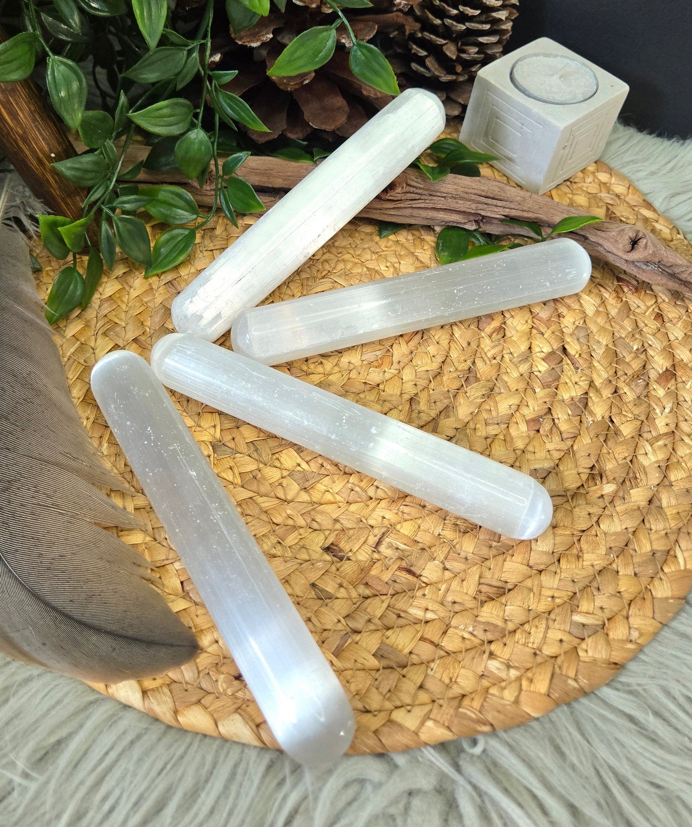 Polished Rounded Selenite Wand 6"