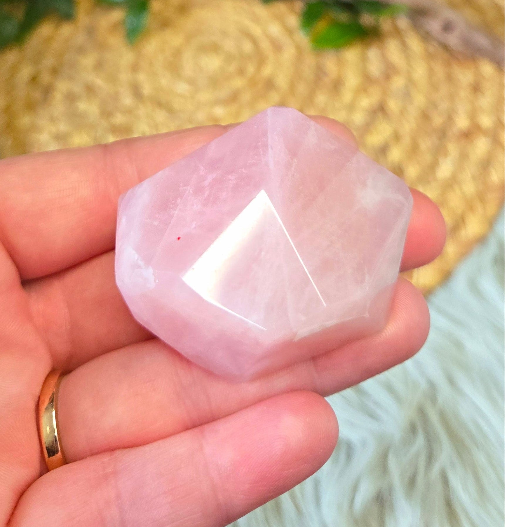 Rose Quartz Geometric Stone 2"