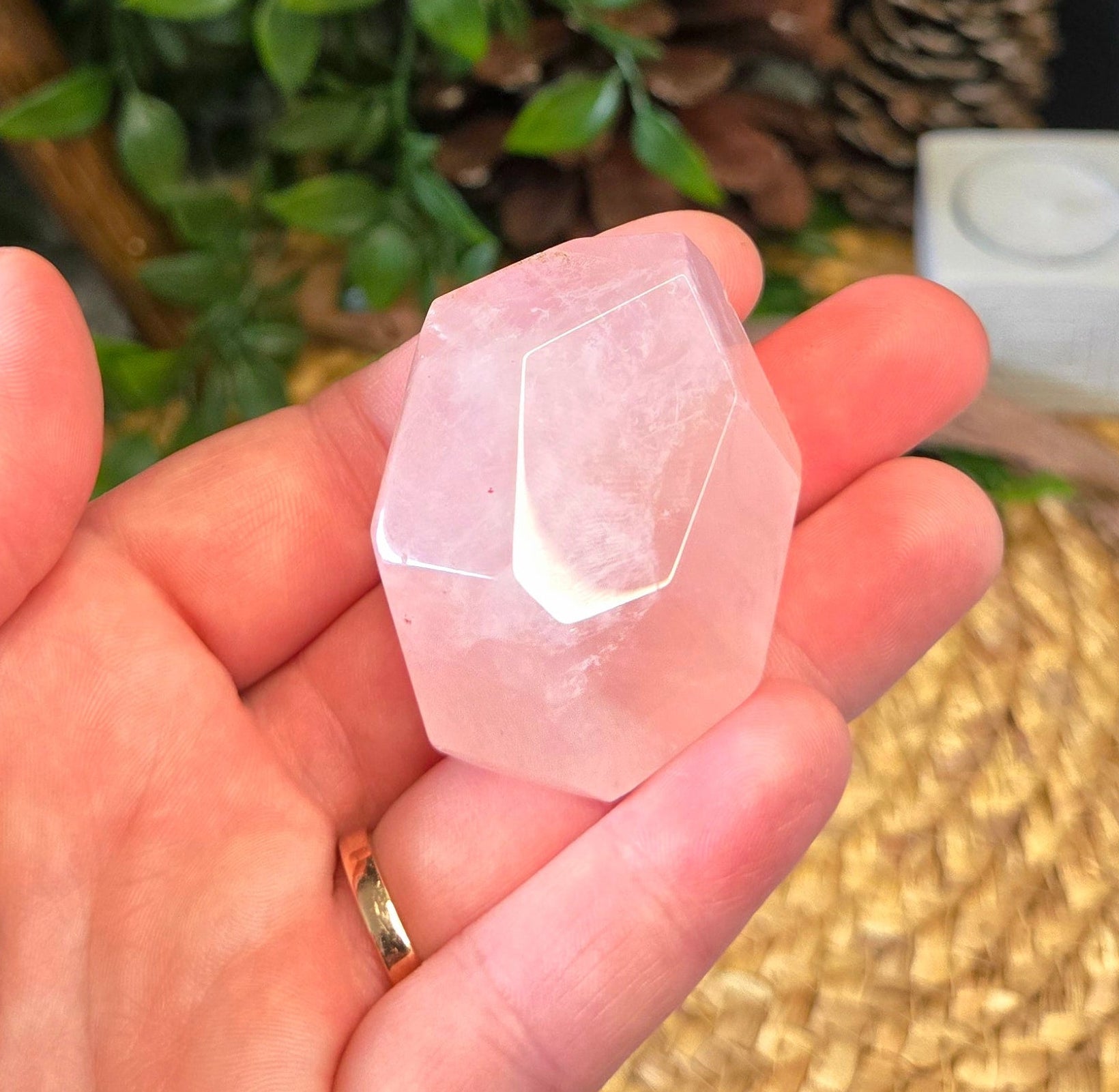 Rose Quartz Geometric Stone 2"