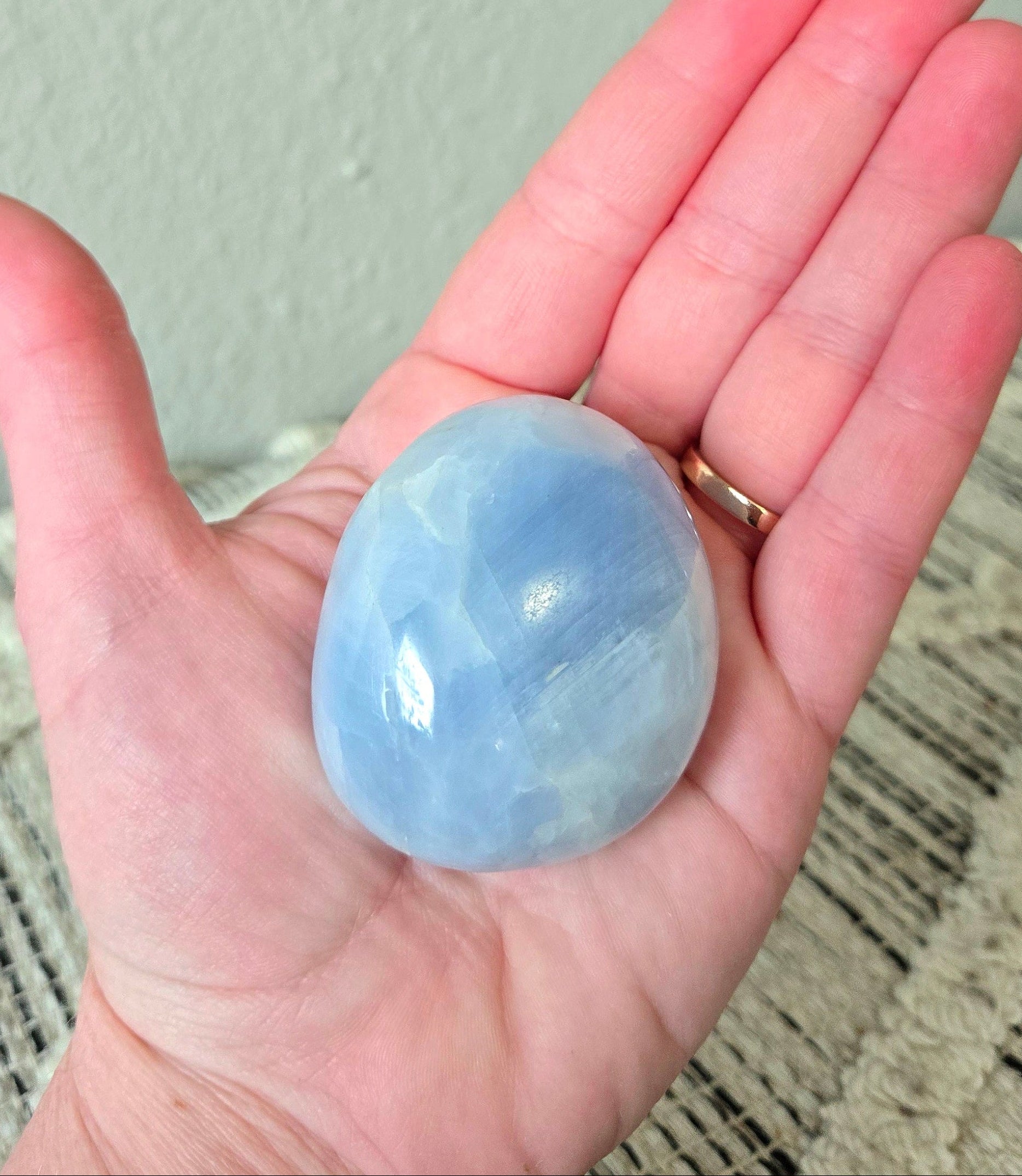 Blue Calcite Palm Stone 2.5"