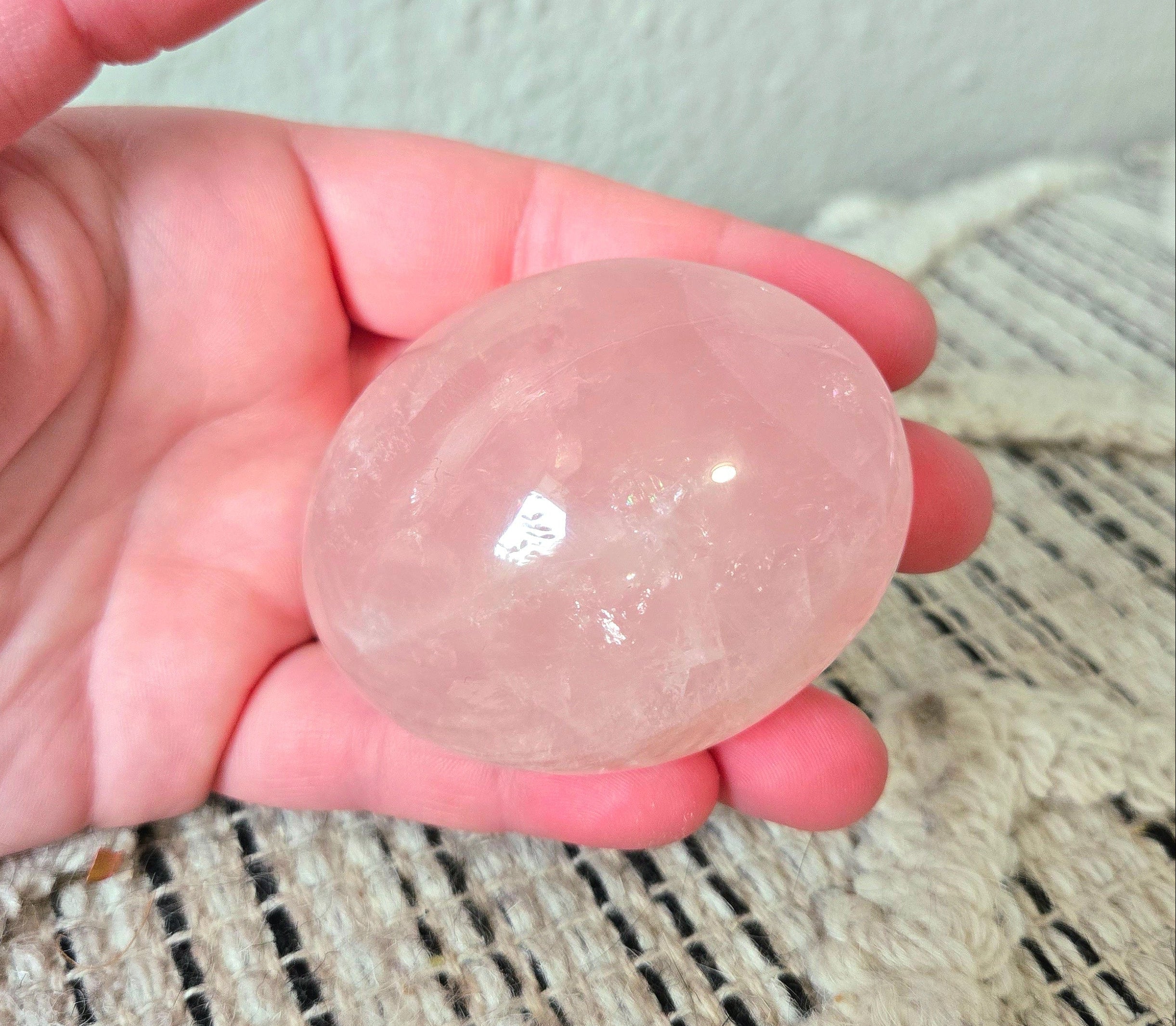 Rose Quartz Palm Stone 3"