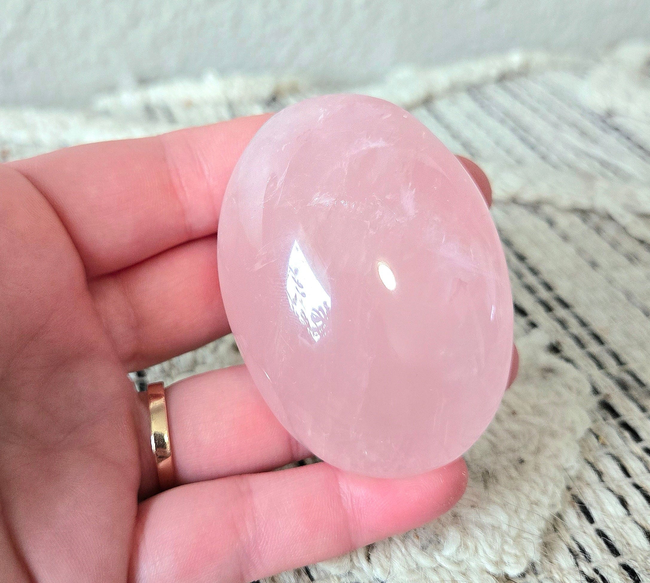 Rose Quartz Palm Stone 3"