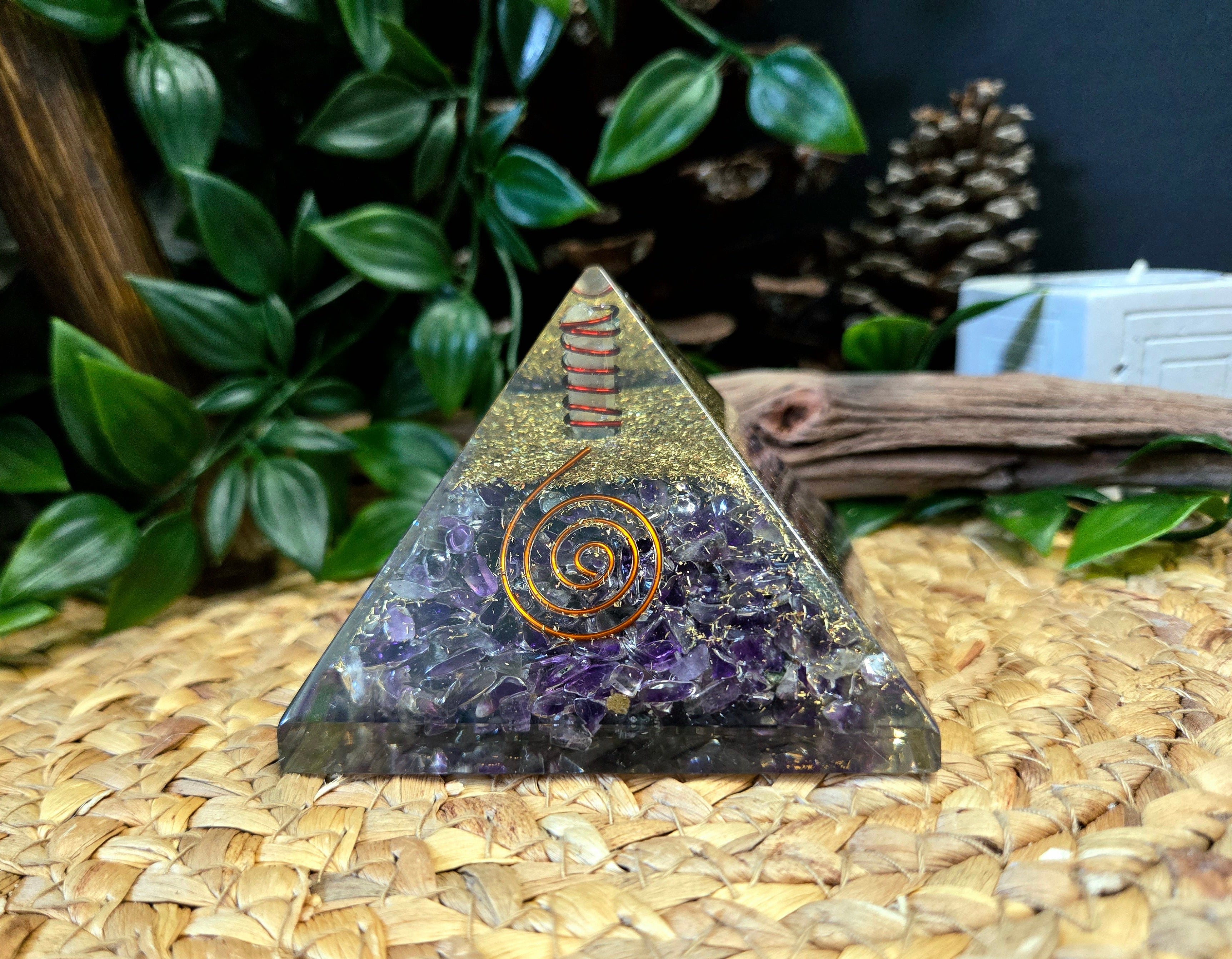 Amethyst Orgonite Pyramid 4.75"