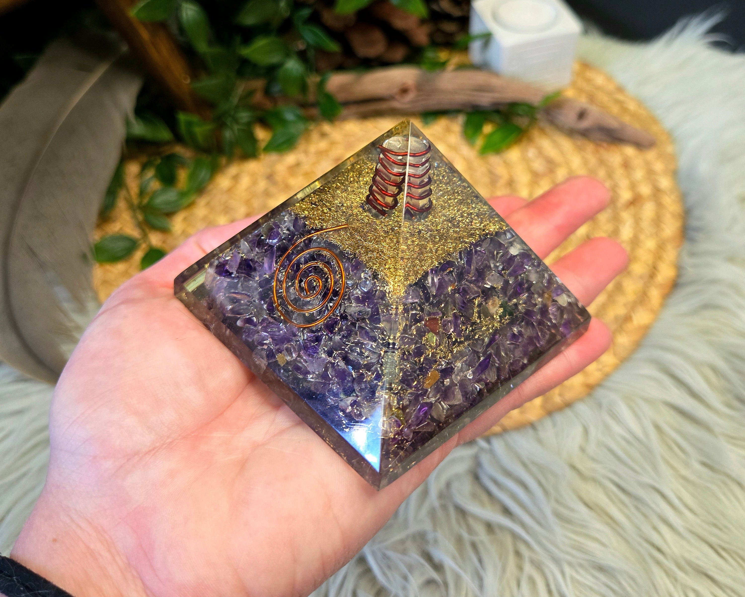 Amethyst Orgonite Pyramid 4.75"
