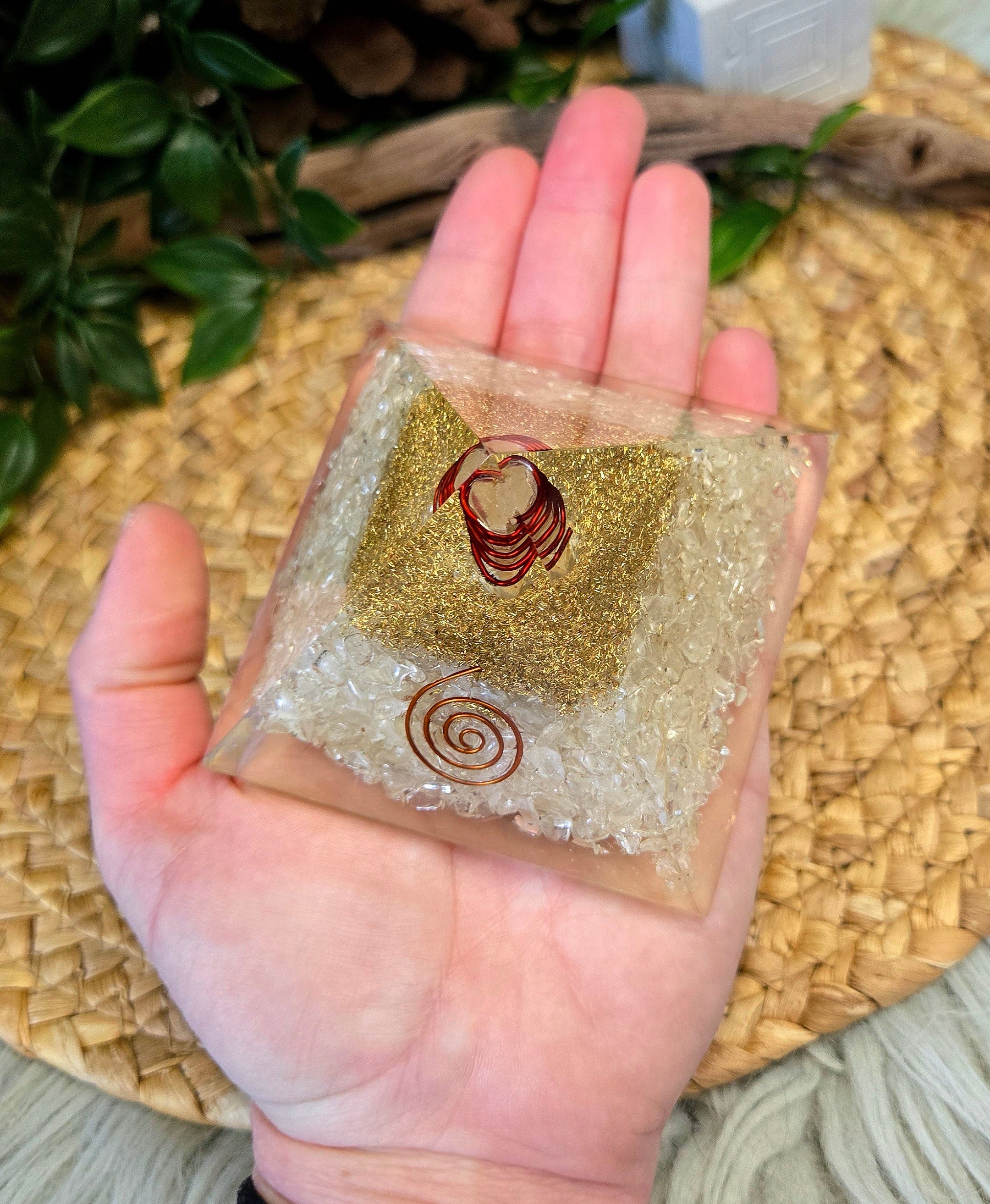 Quartz Orgonite Pyramid 4.25"