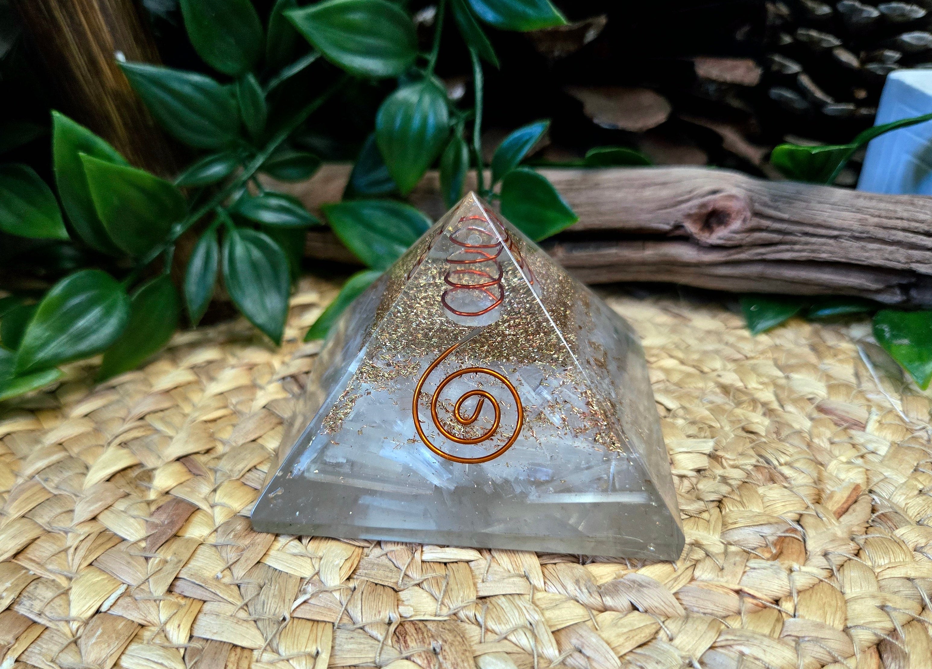 Selenite Orgonite Pyramid 3.5"