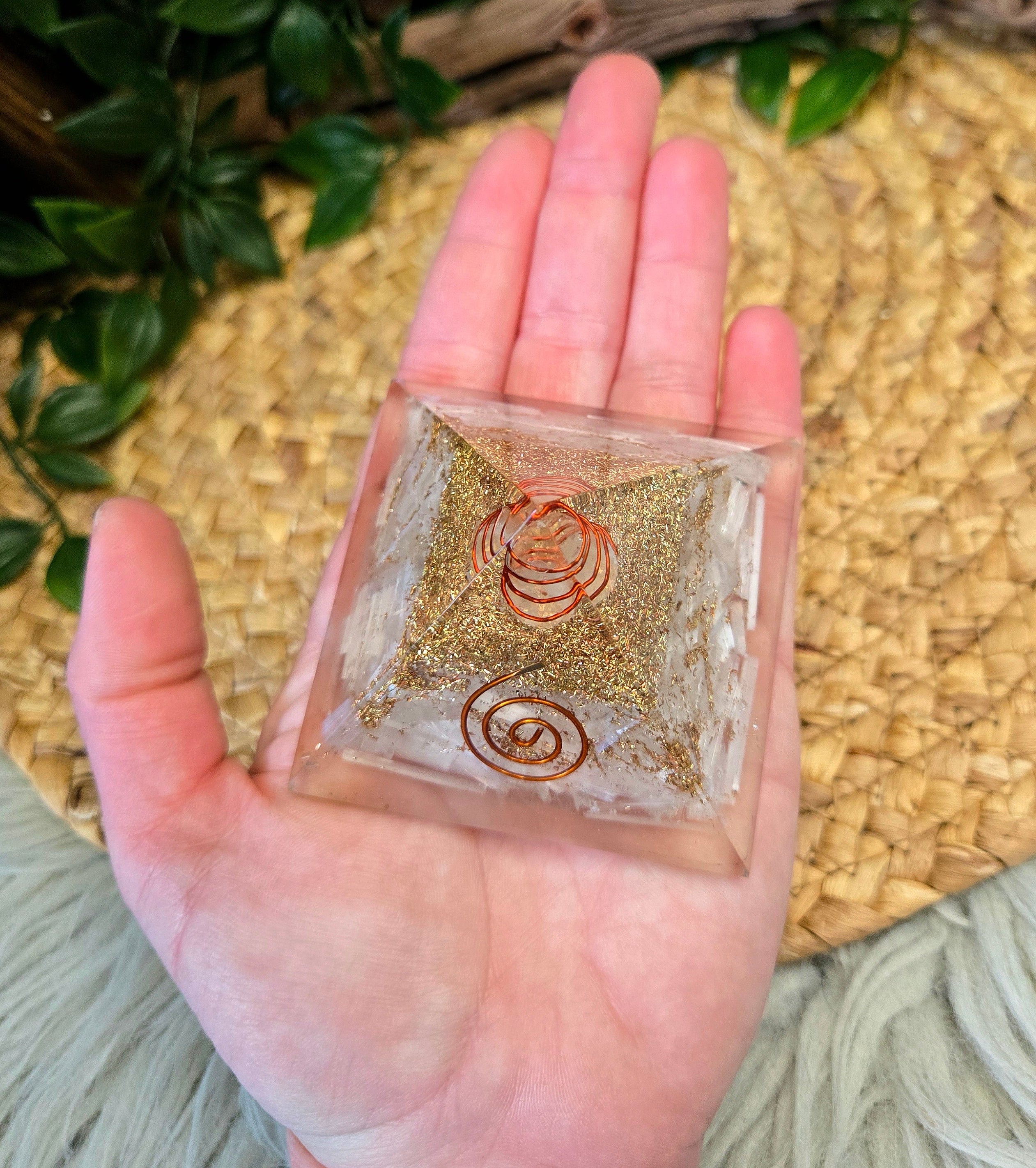 Selenite Orgonite Pyramid 3.5"