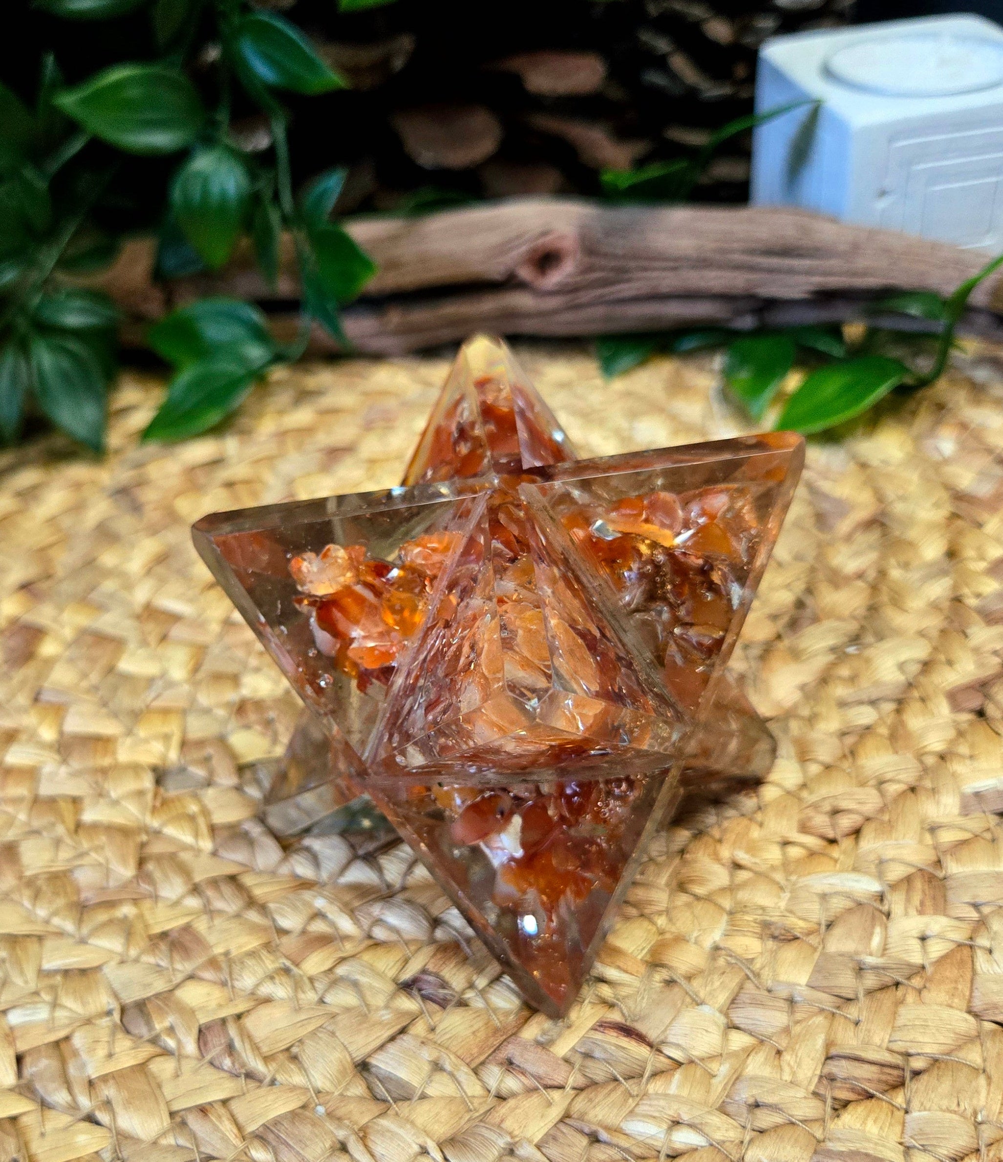 Carnelian Orgonite Merkaba 3"