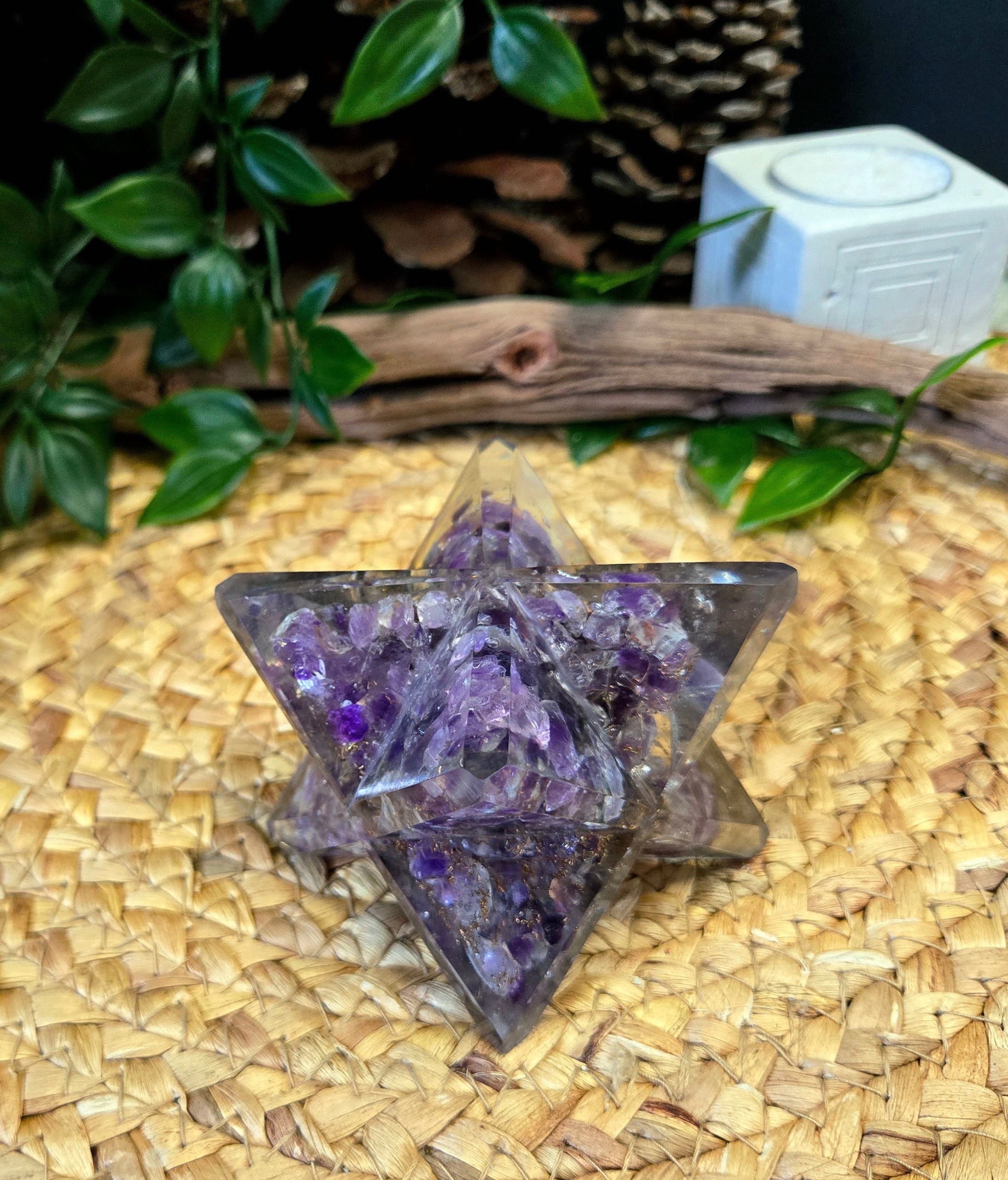 Amethyst Orgonite Merkaba 3"
