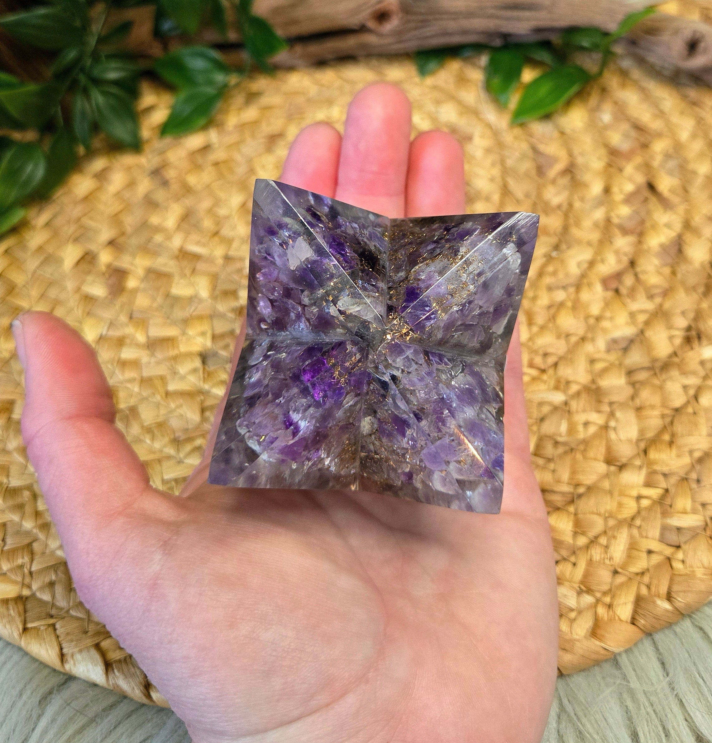 Amethyst Orgonite Merkaba 3"
