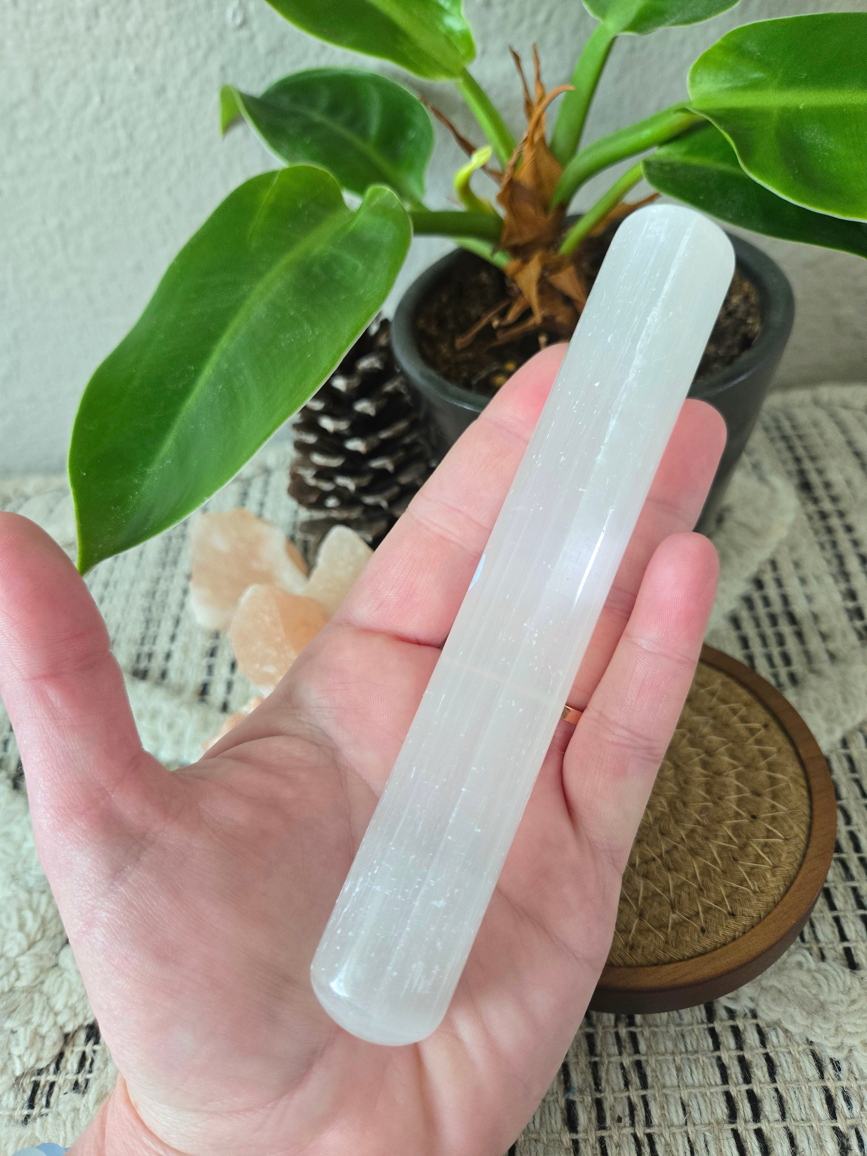 Polished Rounded Selenite Wand 6"