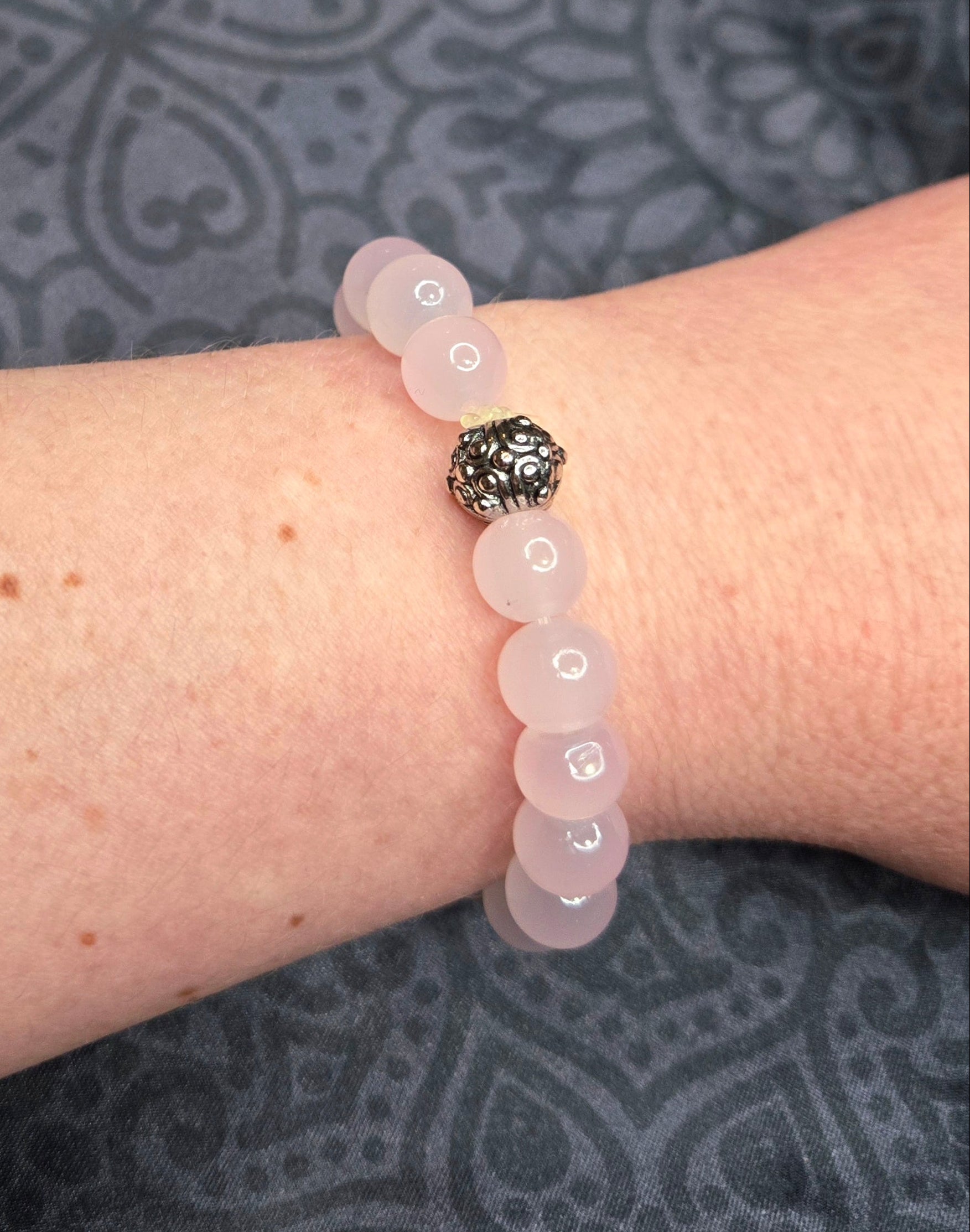 Rose Quartz Bracelet With Silver Bead