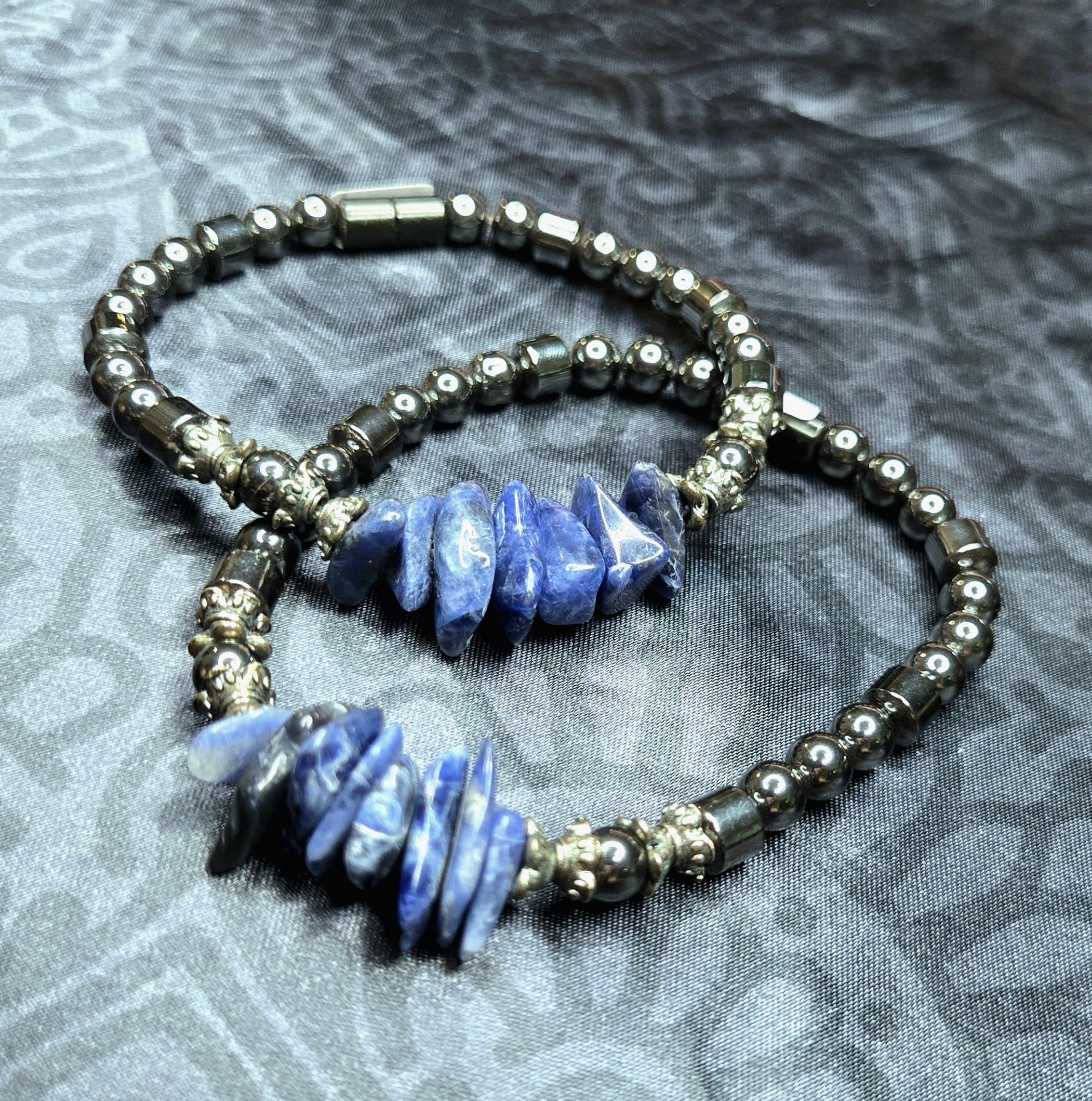 Lapis Lazuli And Hematite Magnetic Bracelet