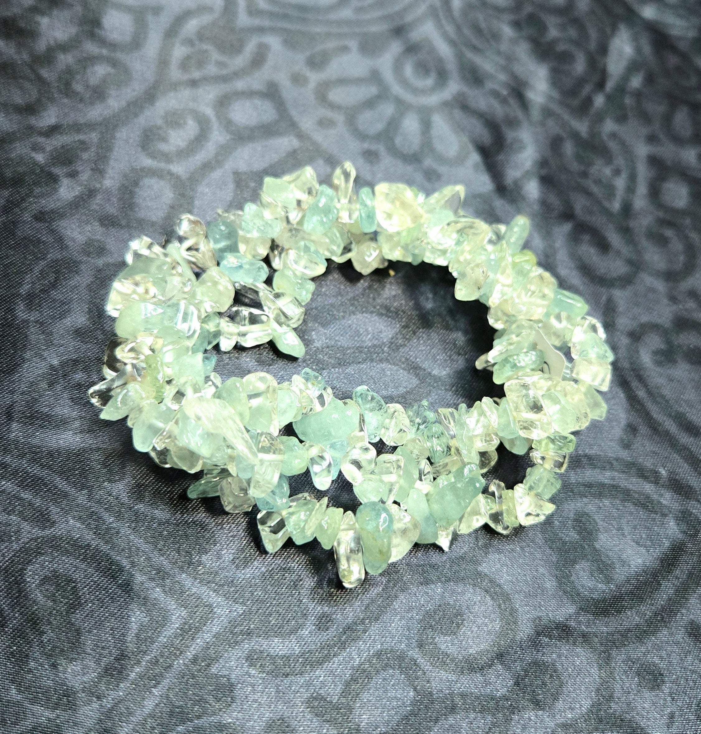 Blue And Clear Quartz Double Banded Bracelet