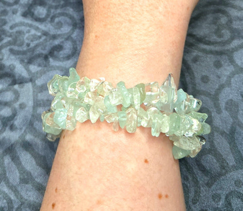 Blue And Clear Quartz Double Banded Bracelet
