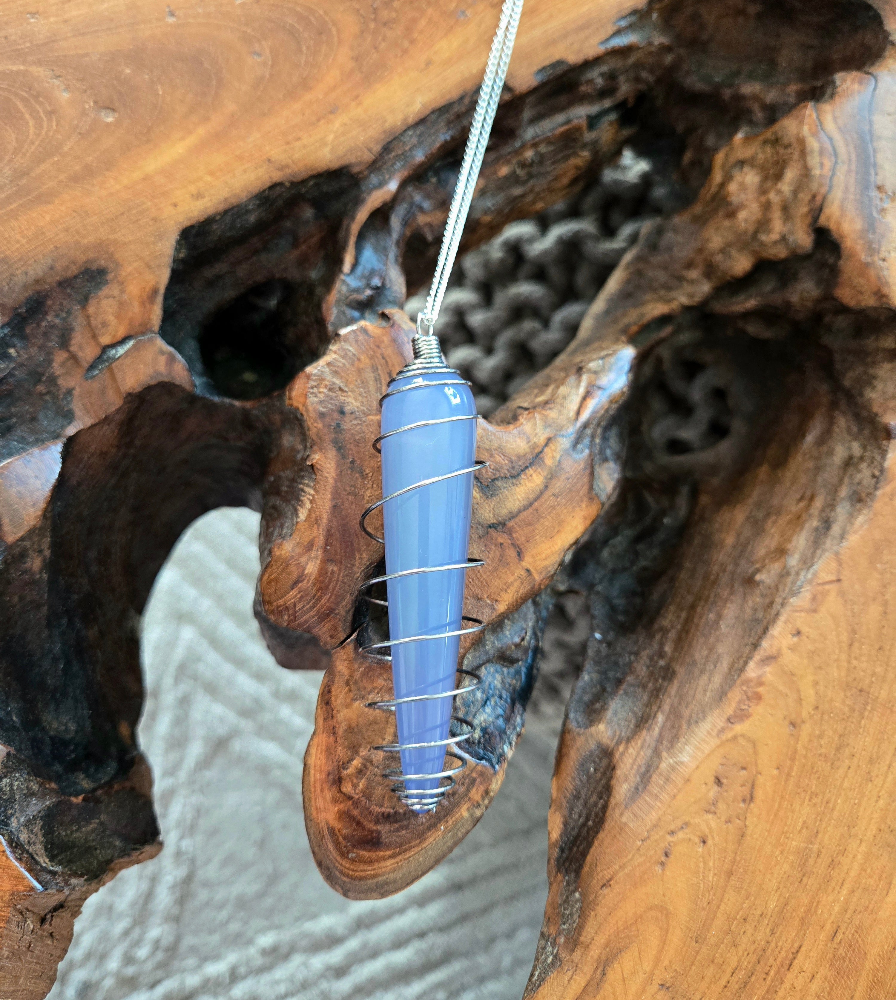 Blue Chalcedony Necklace 22.5" Chain