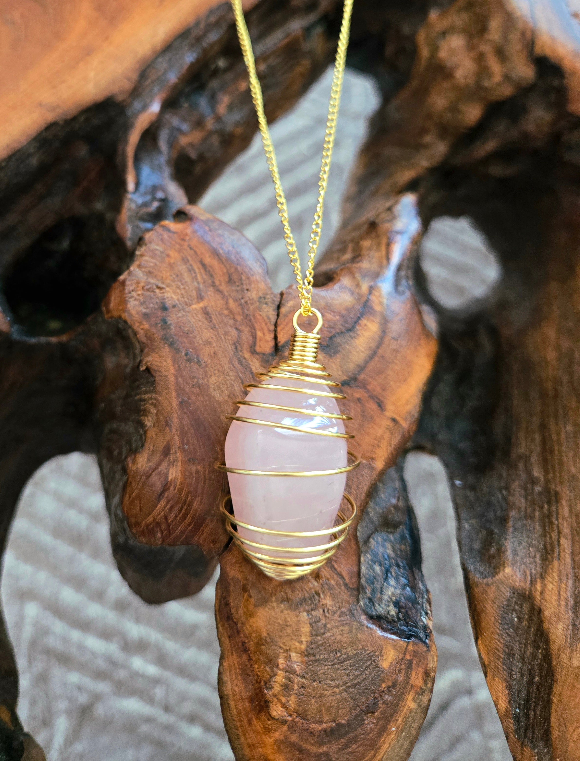 Rose Quartz Necklace 23.5" Chain