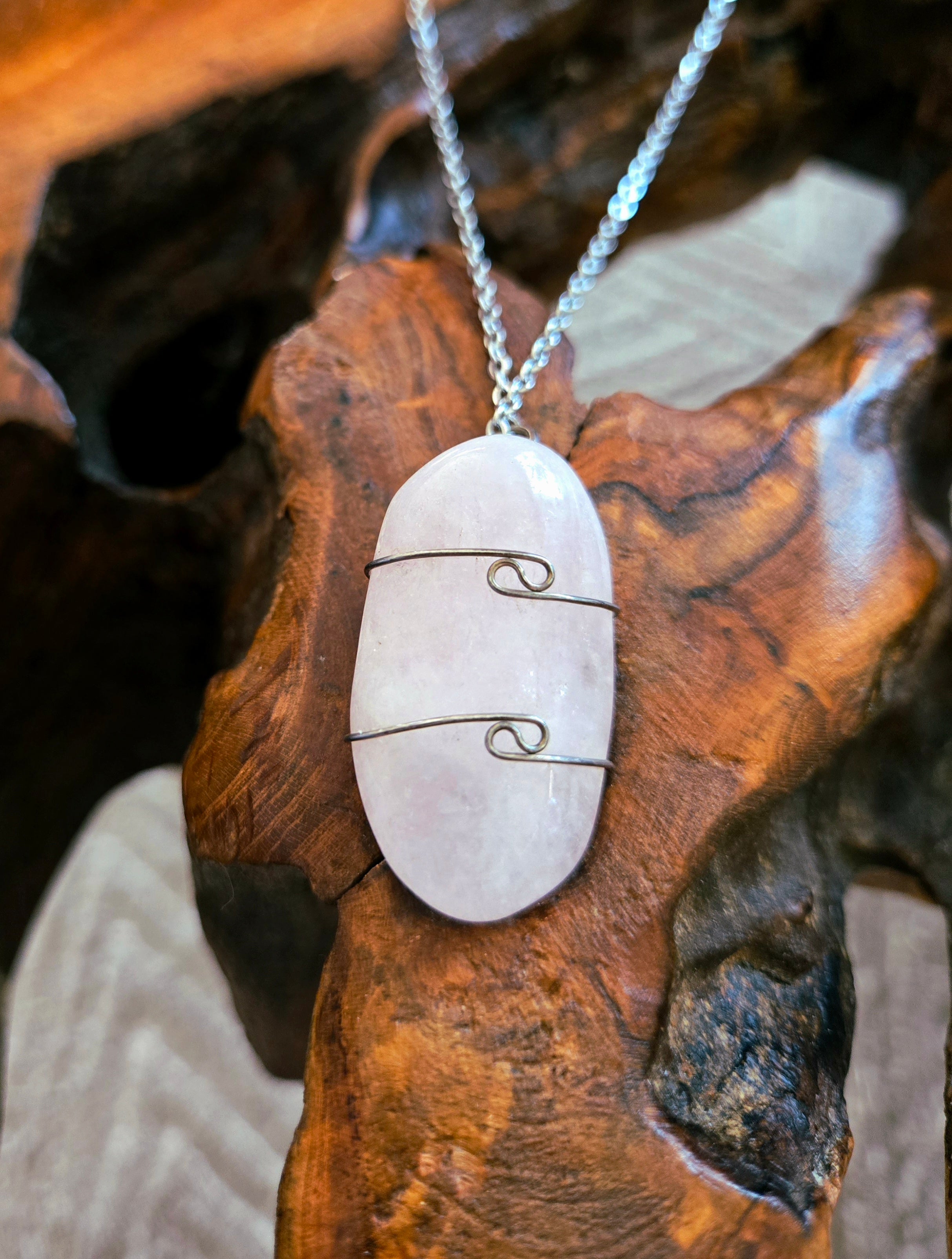 Rose Quartz Necklace 24.75" Chain