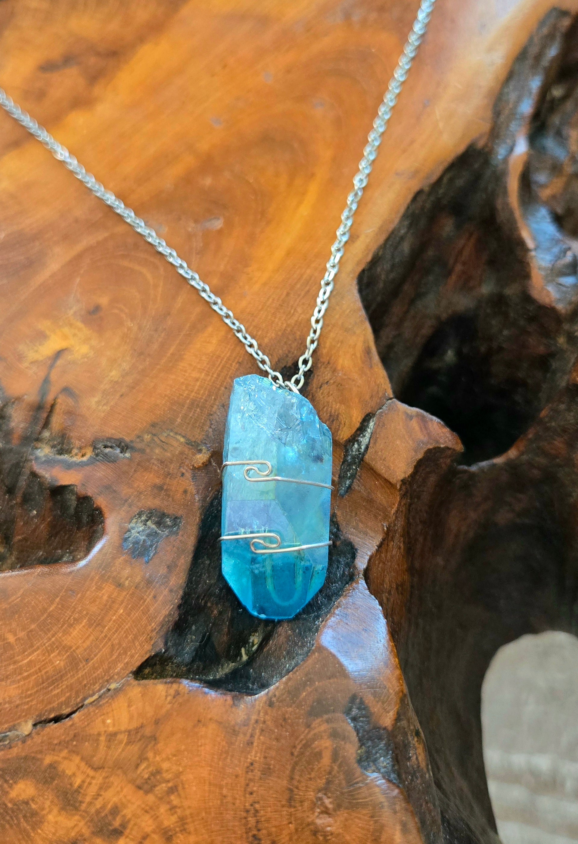 Aqua Aura Necklace 25.5" Chain
