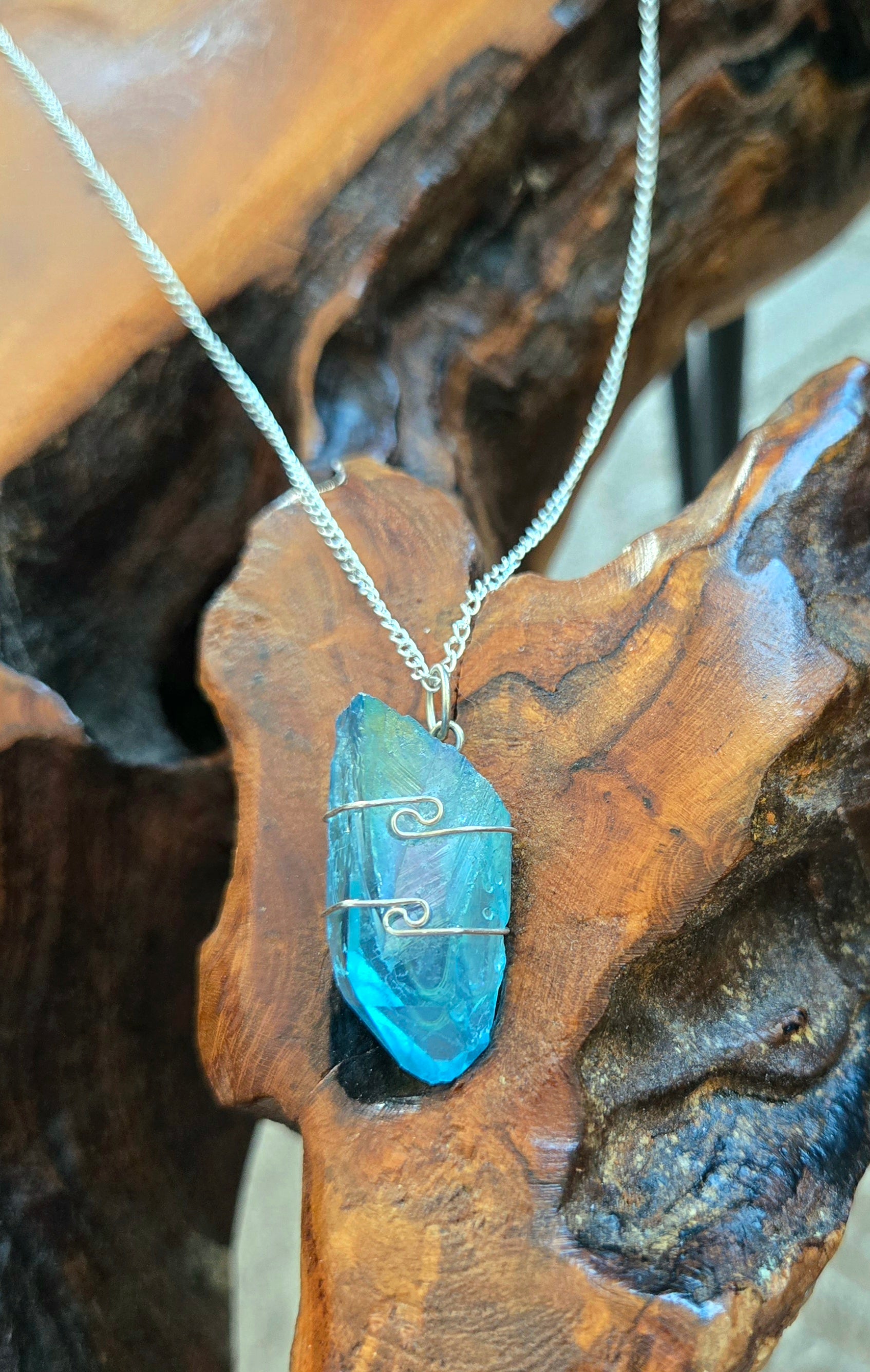 Aqua Aura Necklace 21.5" Chain
