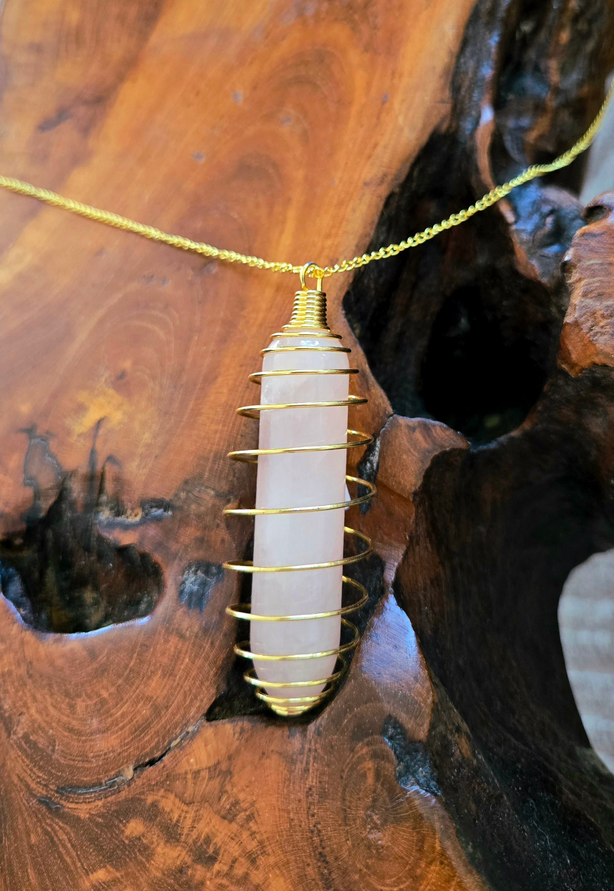 Rose Quartz Necklace 26" Chain