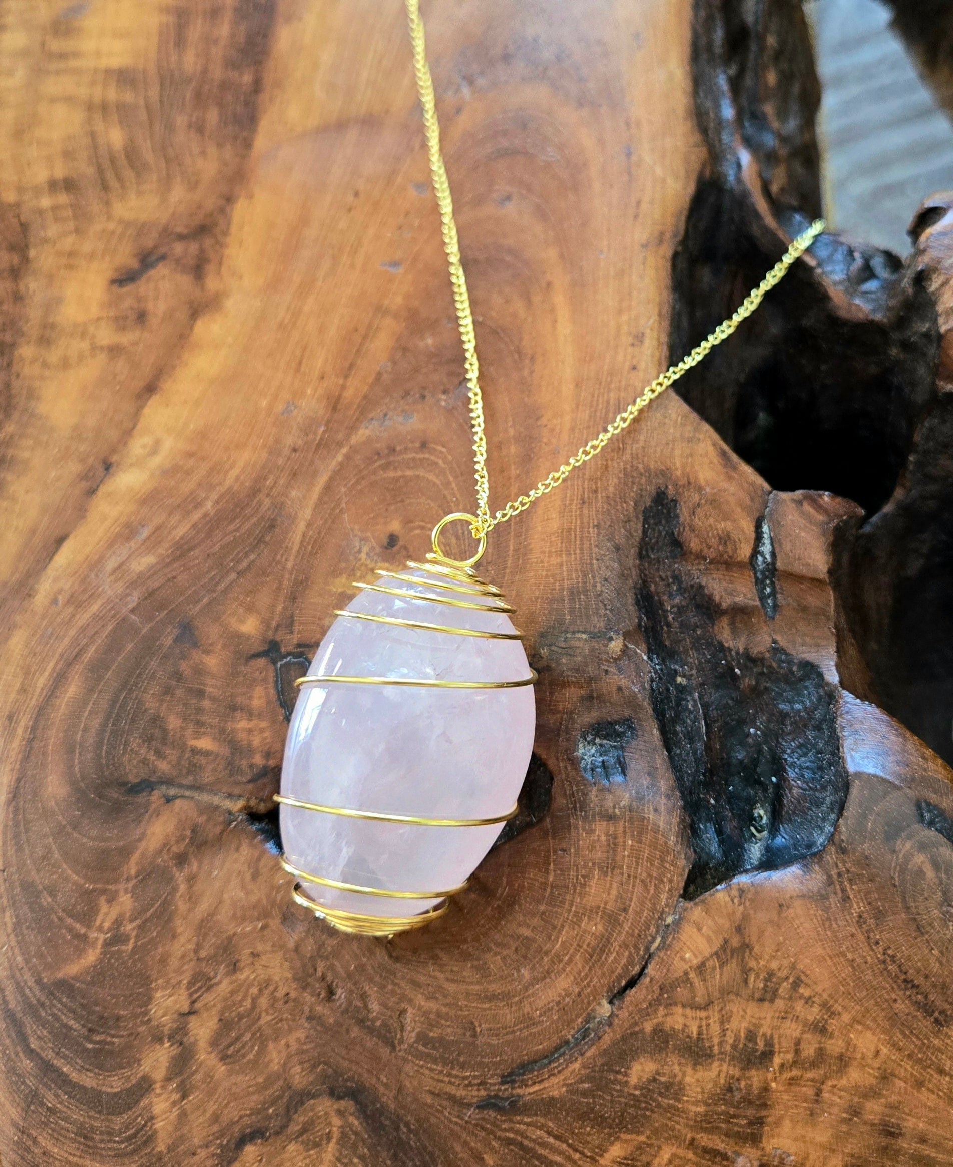 Rose Quartz Necklace 25.5" Chain