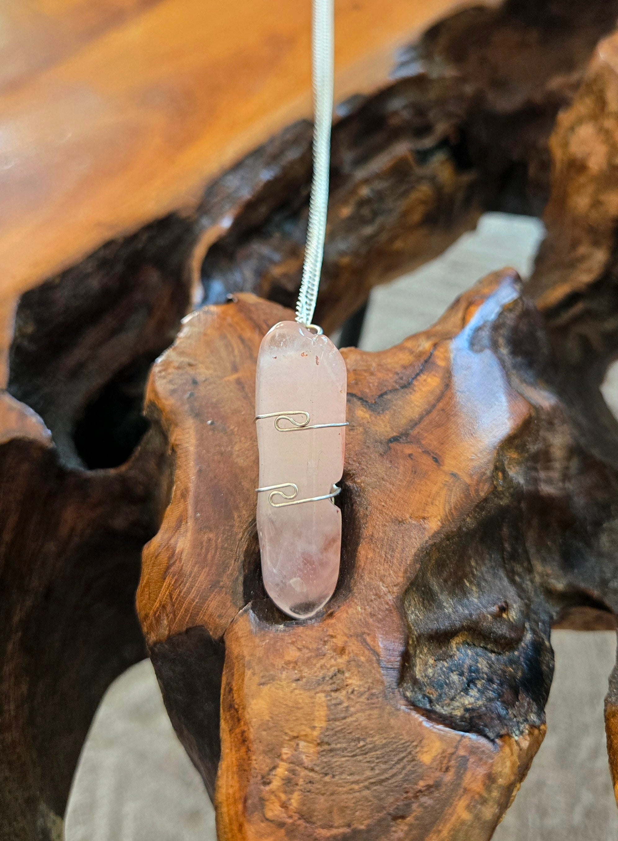 Rose Quartz Necklace 19" Chain