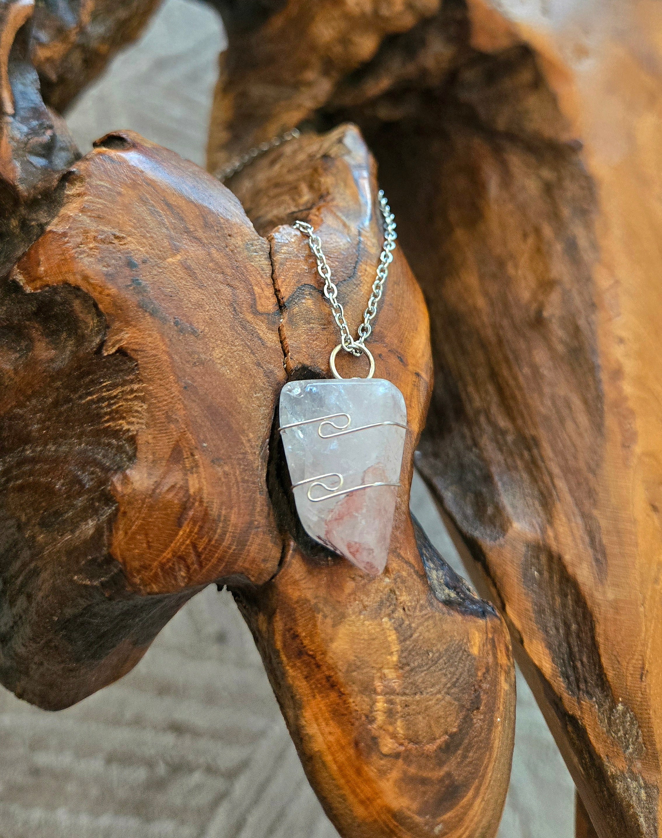 Pink Fire Azeztulite Necklace 19.5" Chain