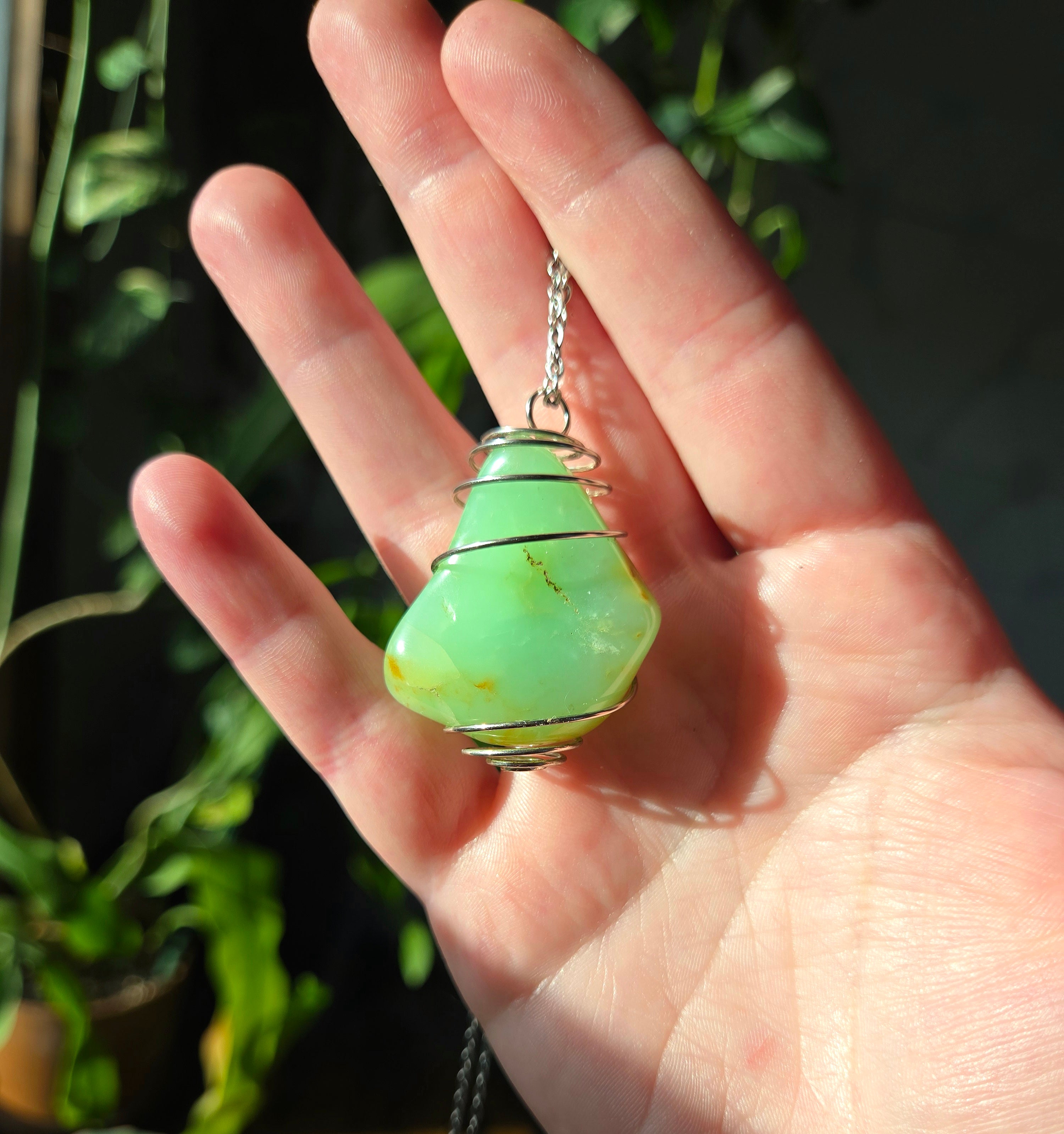 Chrysoprase Necklace 25" Chain
