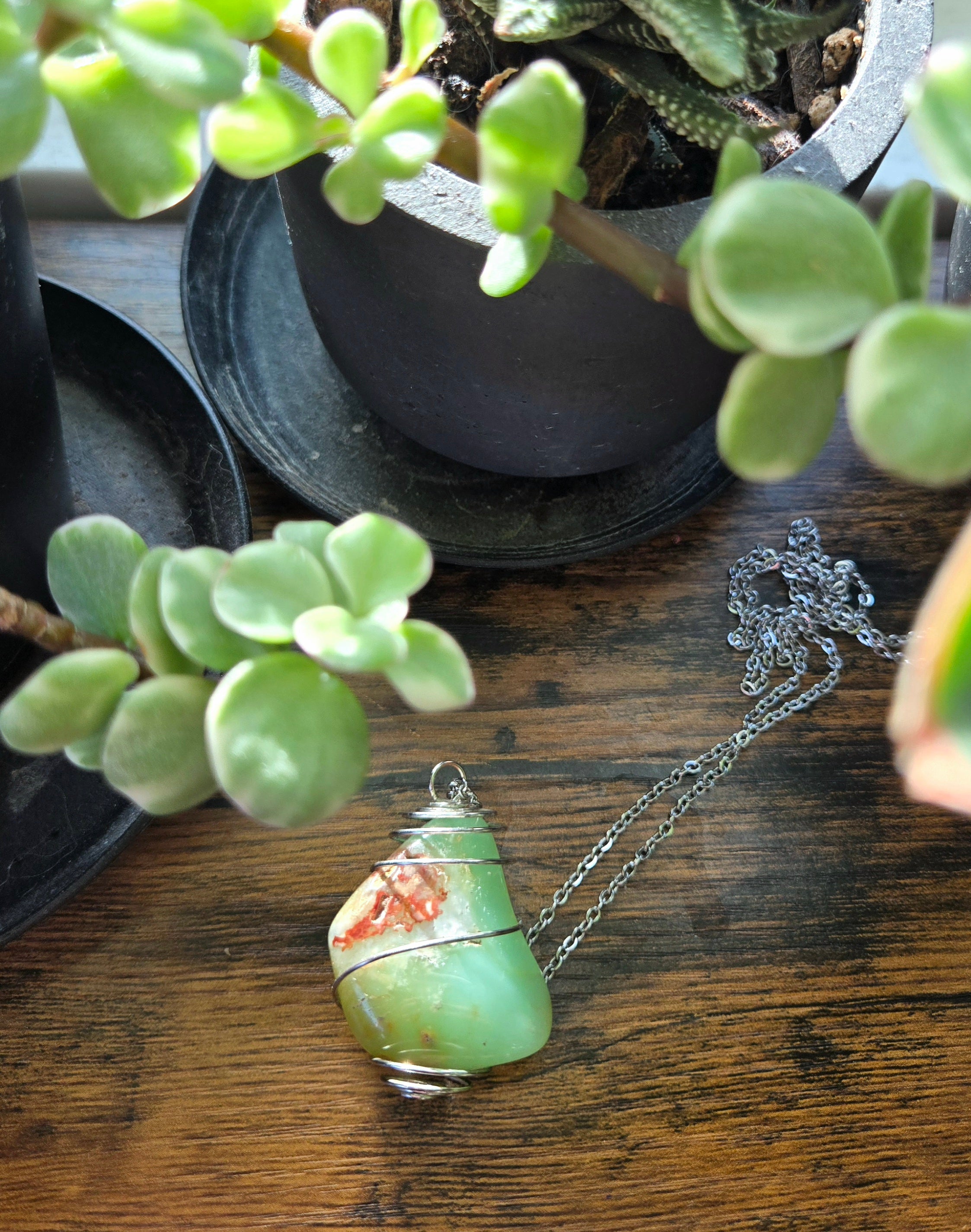 Chrysoprase Necklace 25" Chain