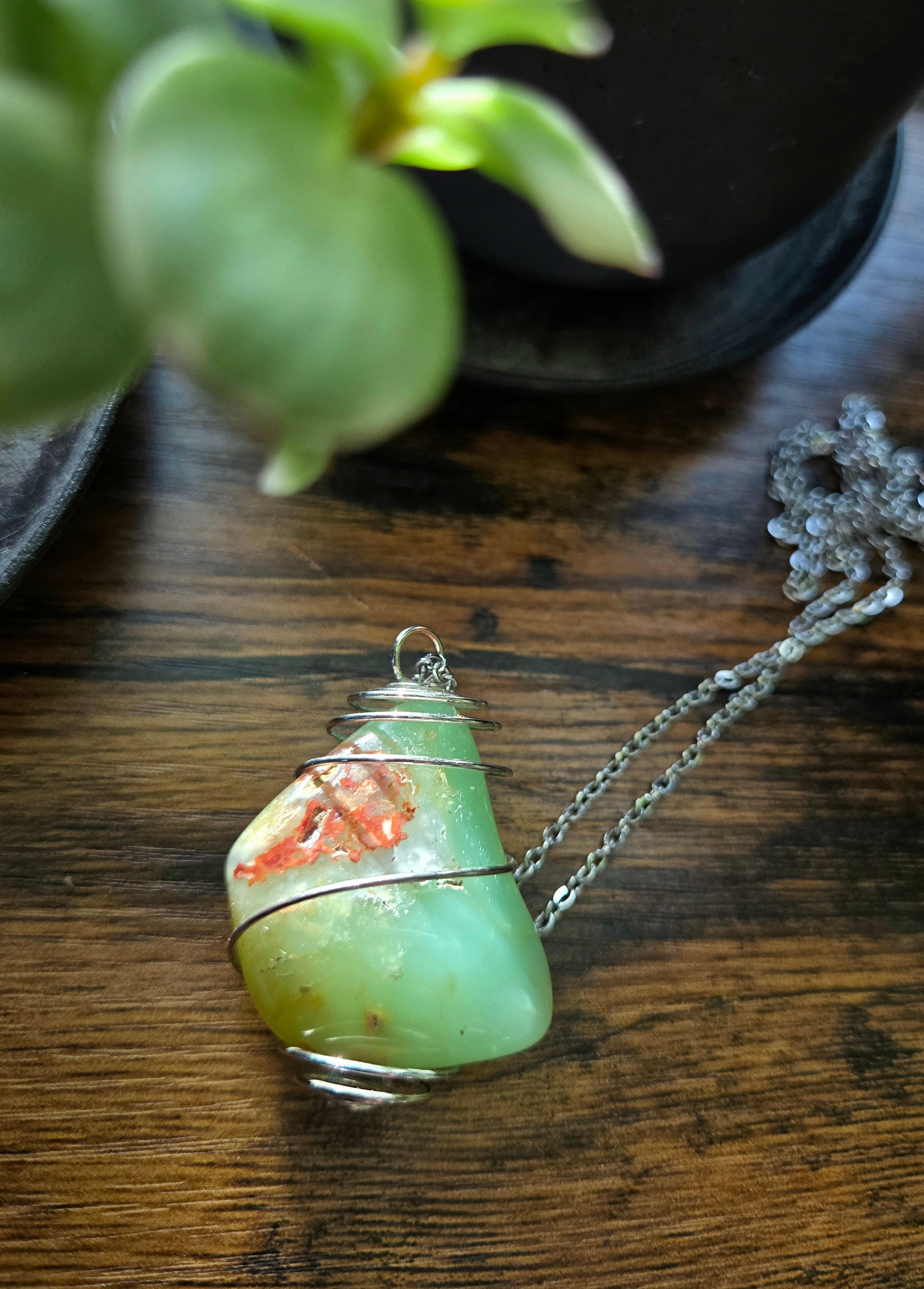 Chrysoprase Necklace 25" Chain