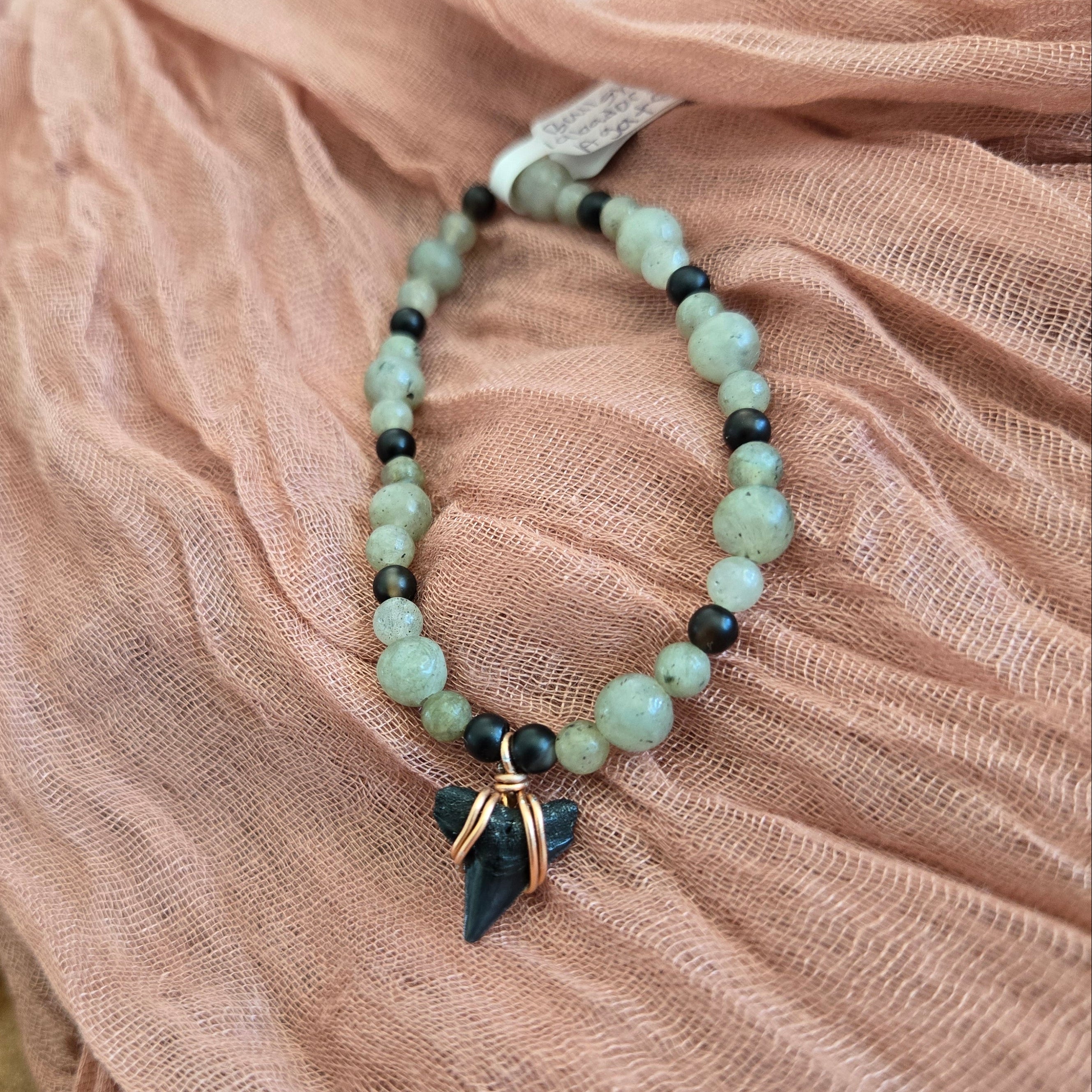Bull Shark Tooth Fossil & Labradorite Bracelet