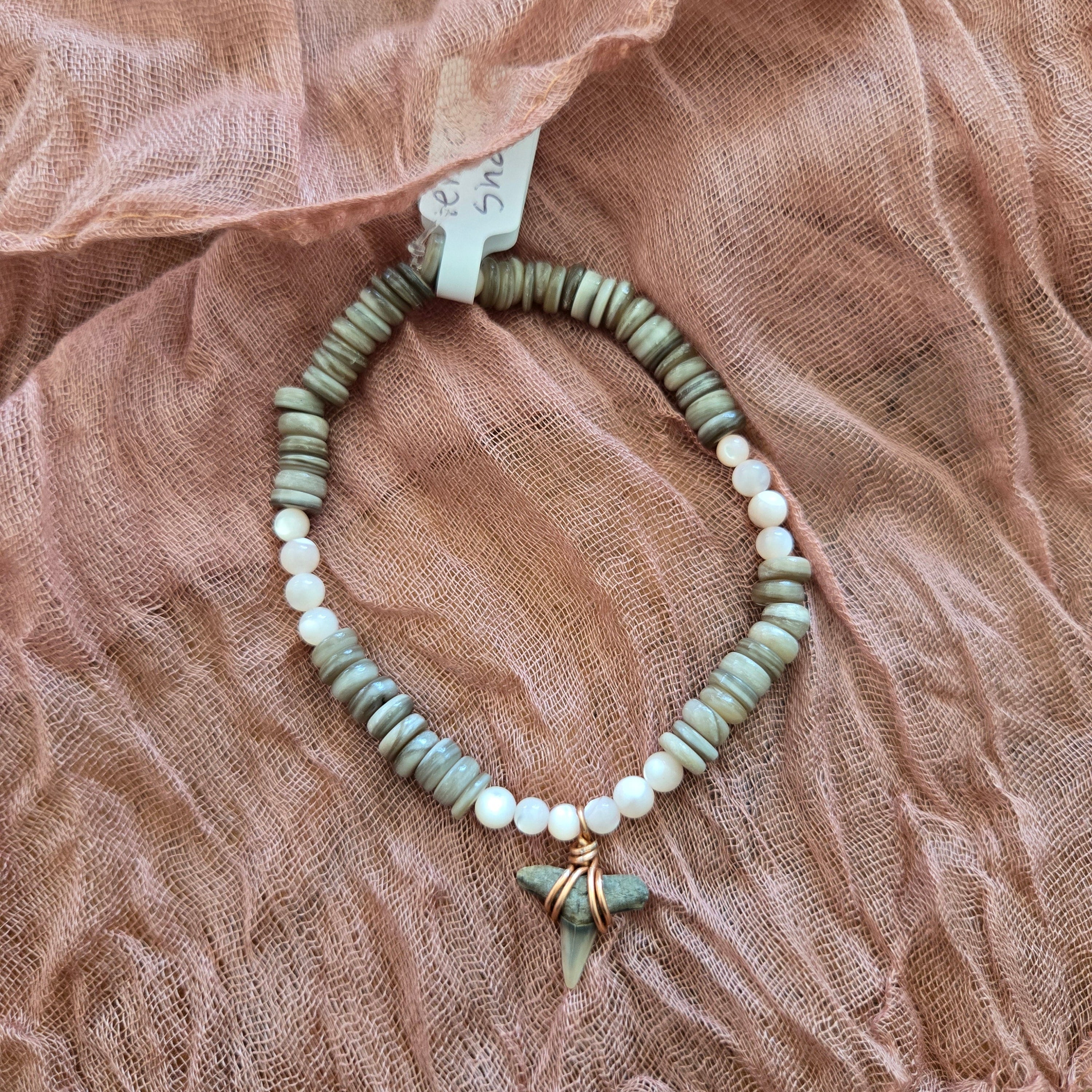 Lemon Shark Tooth Fossil Bracelet