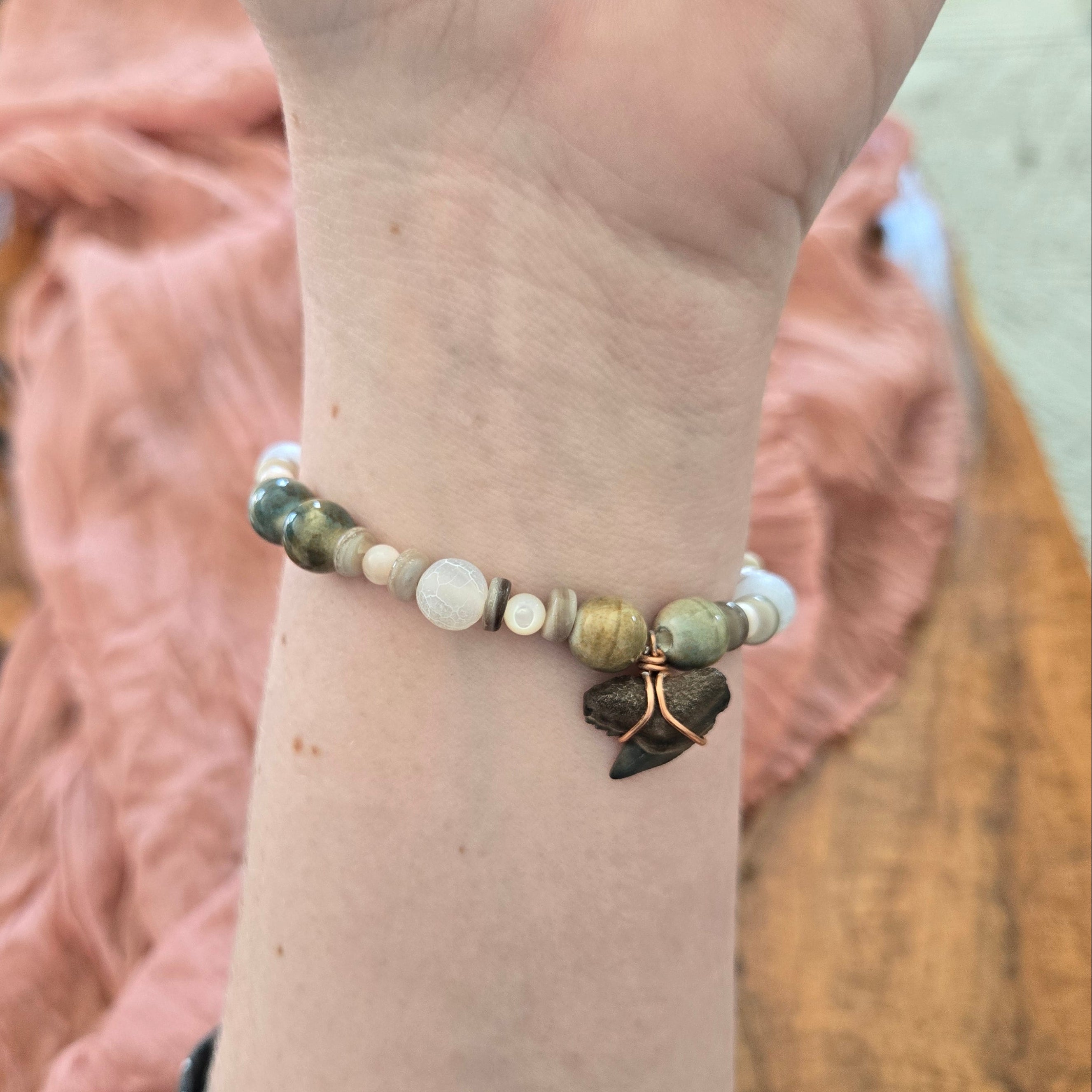 Tiger Shark Tooth Fossil Bracelet