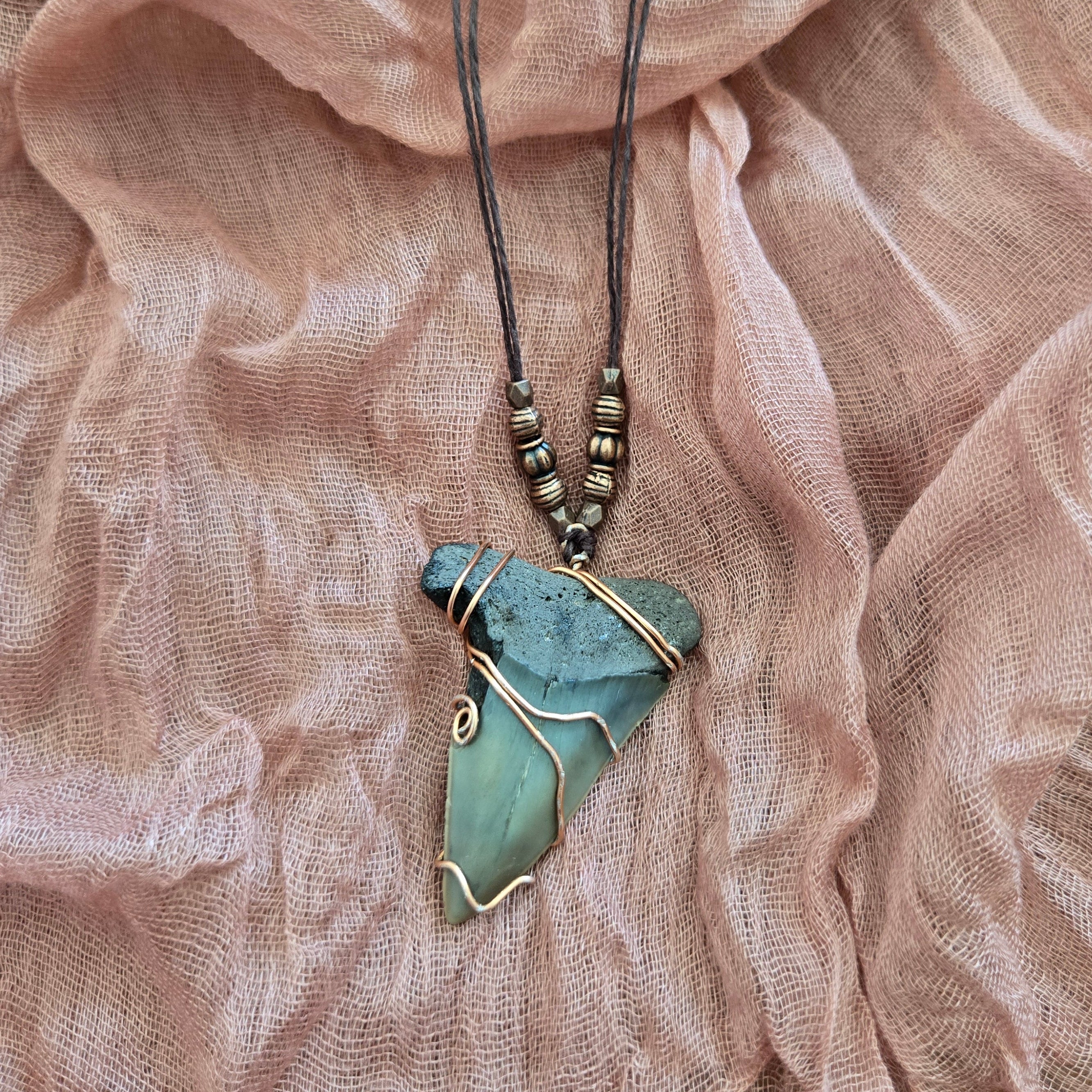 Great White Shark Tooth Fossil Necklace 20"