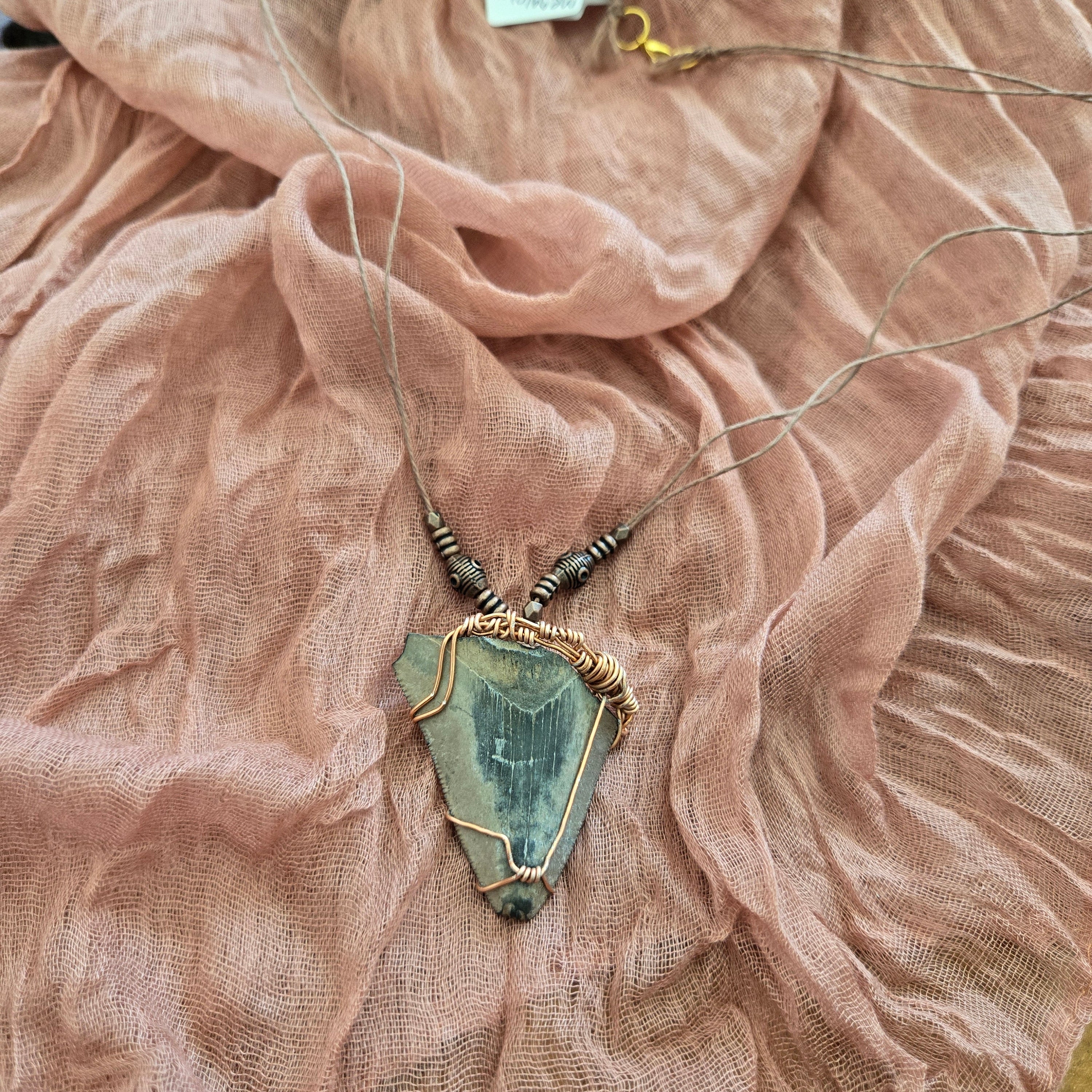 Megalodon Shark Tooth Fossil Necklace 20.5"
