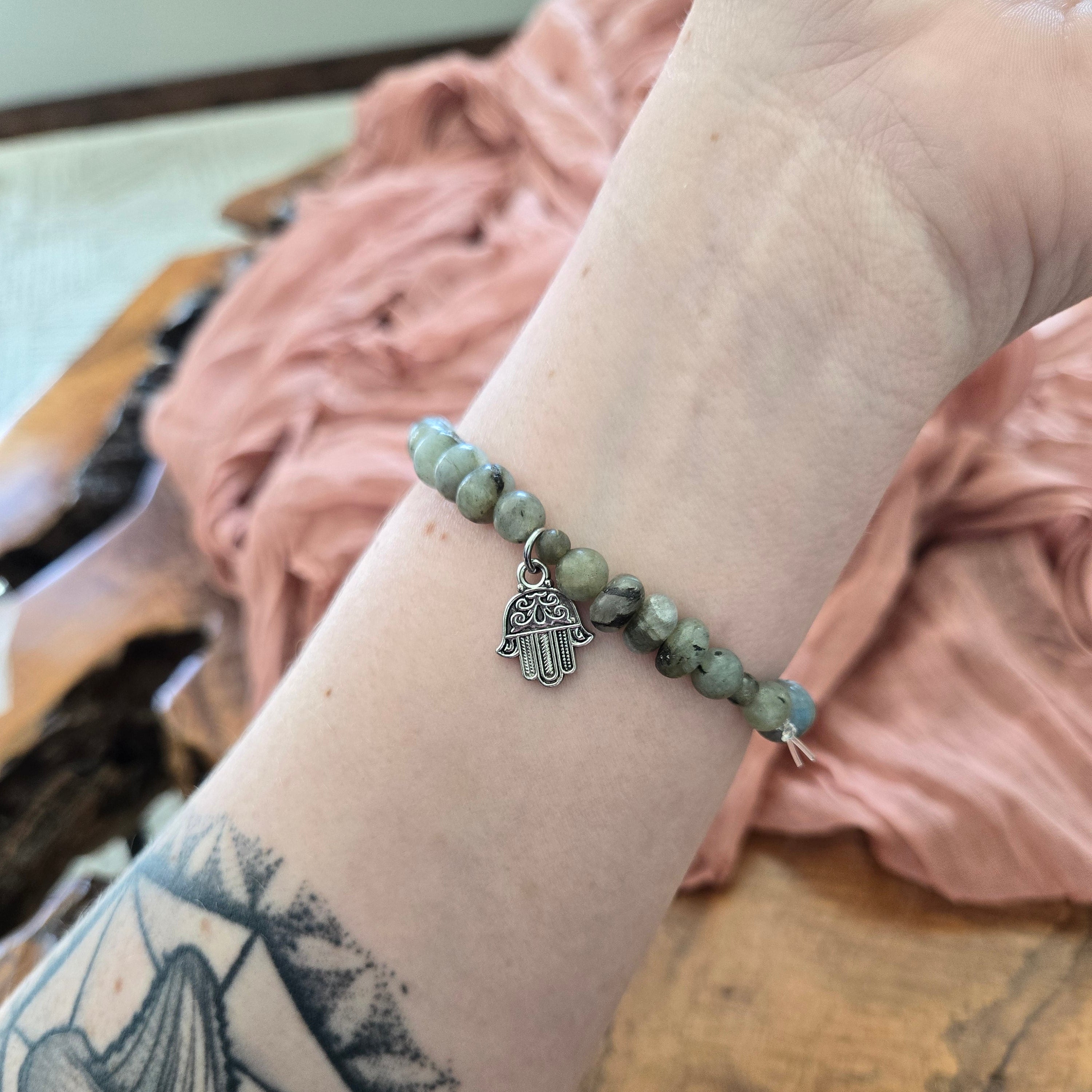 Labradorite Bracelet With Charm