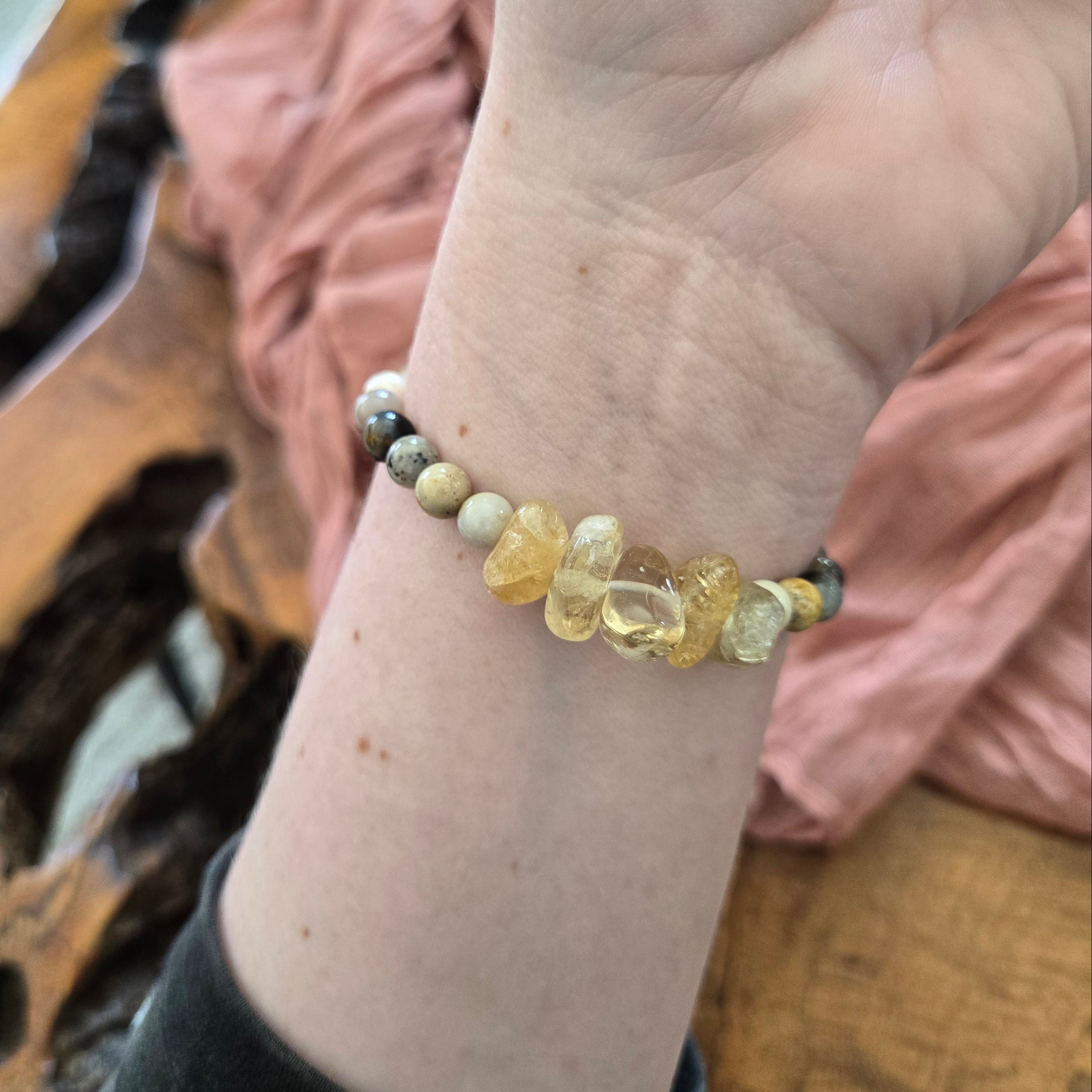 Flower Stone with Citrine Bracelet