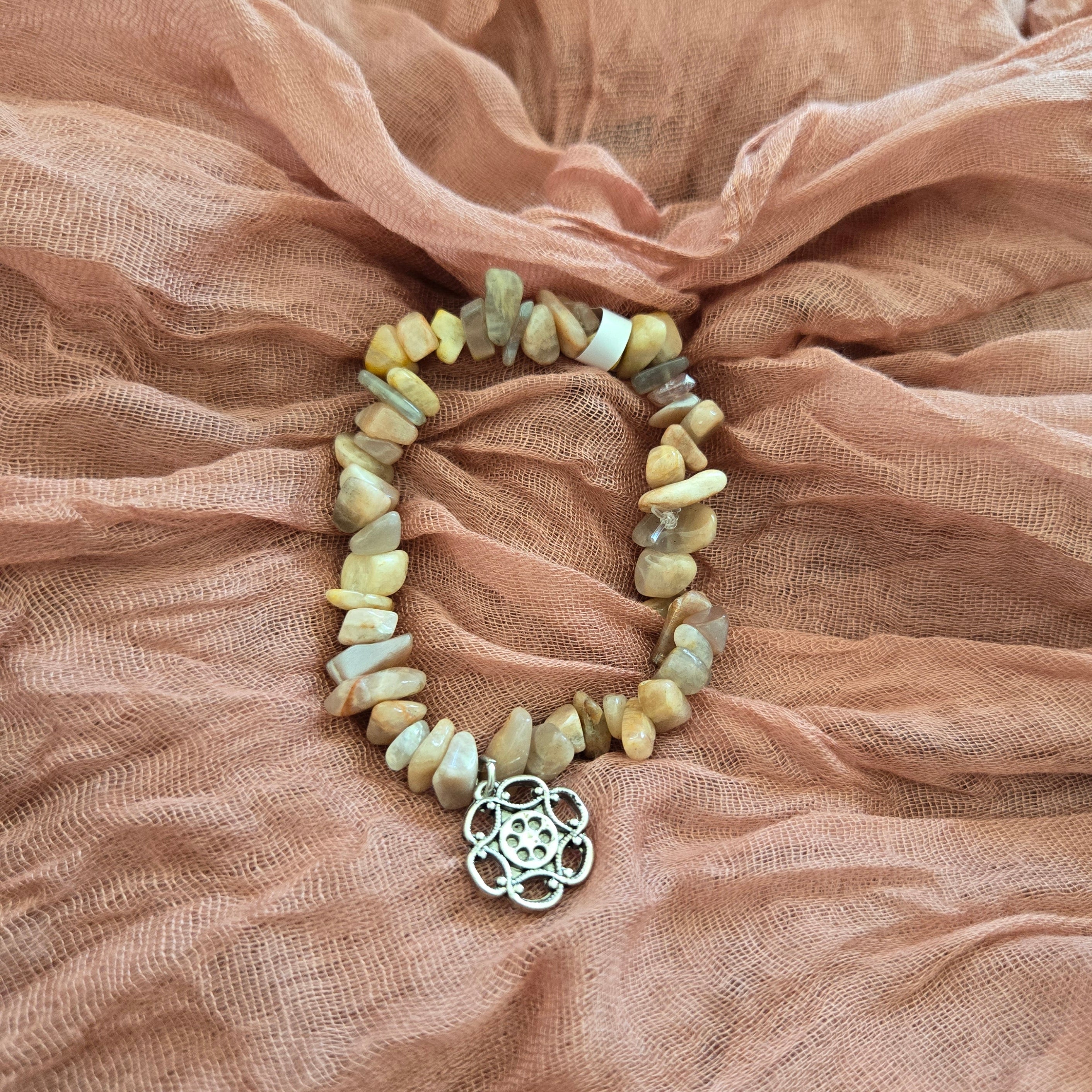 Raw Sun Stone Bracelet With Charm