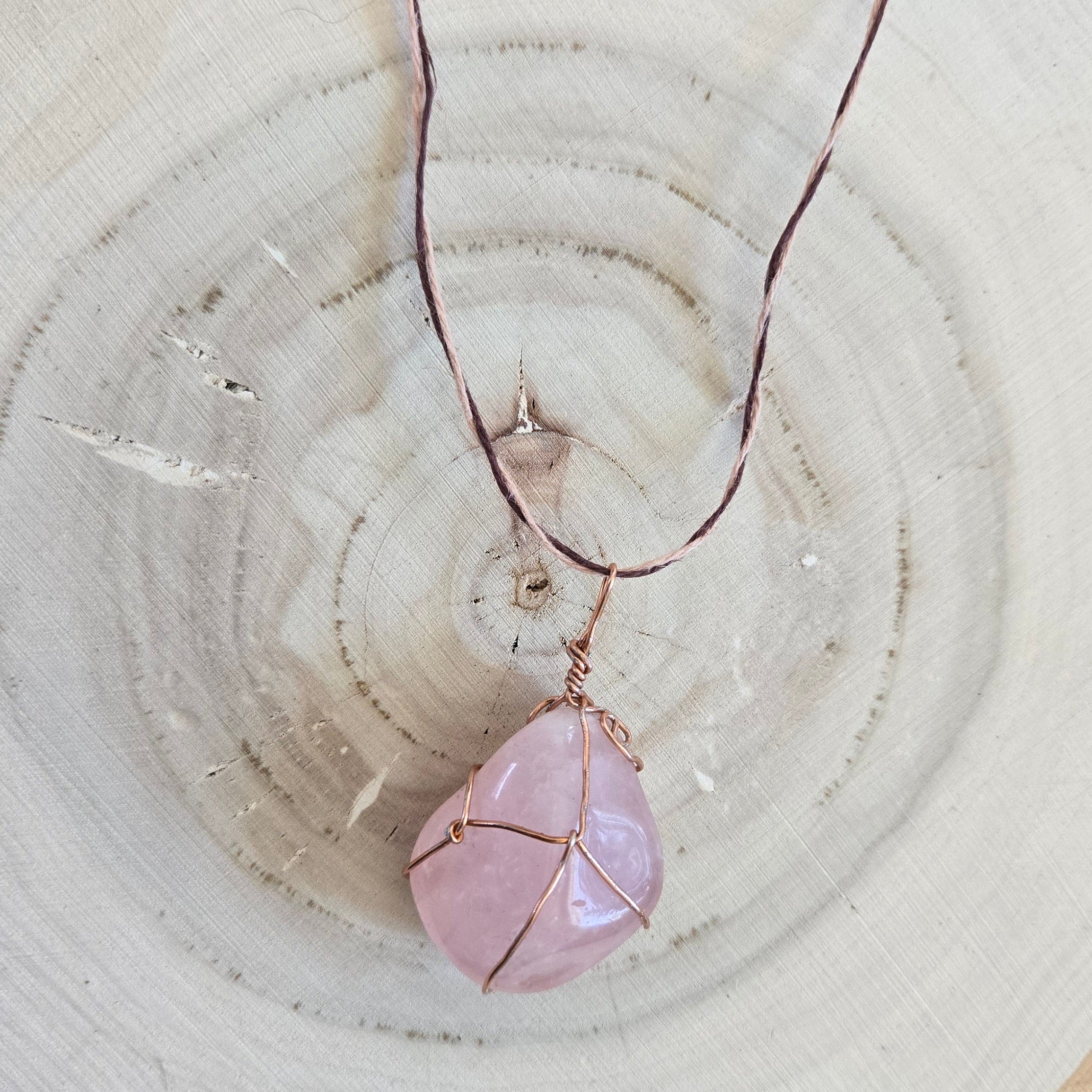 Rose Quartz Necklace 25.5" Corded
