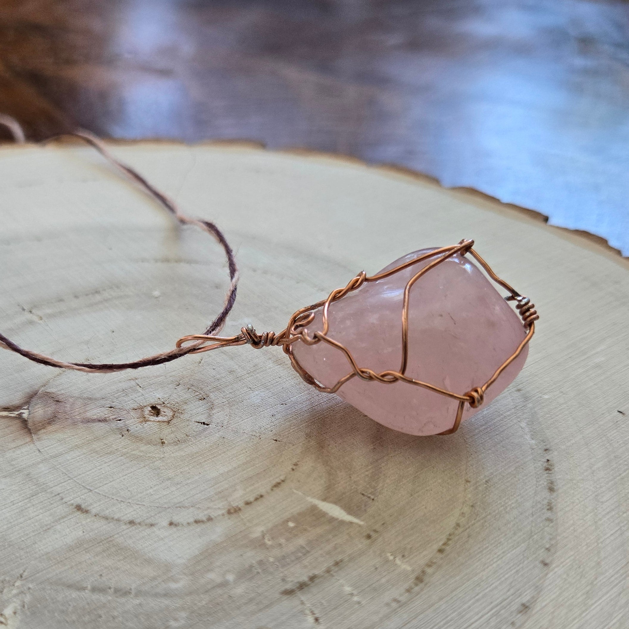 Rose Quartz Necklace 25.5" Corded
