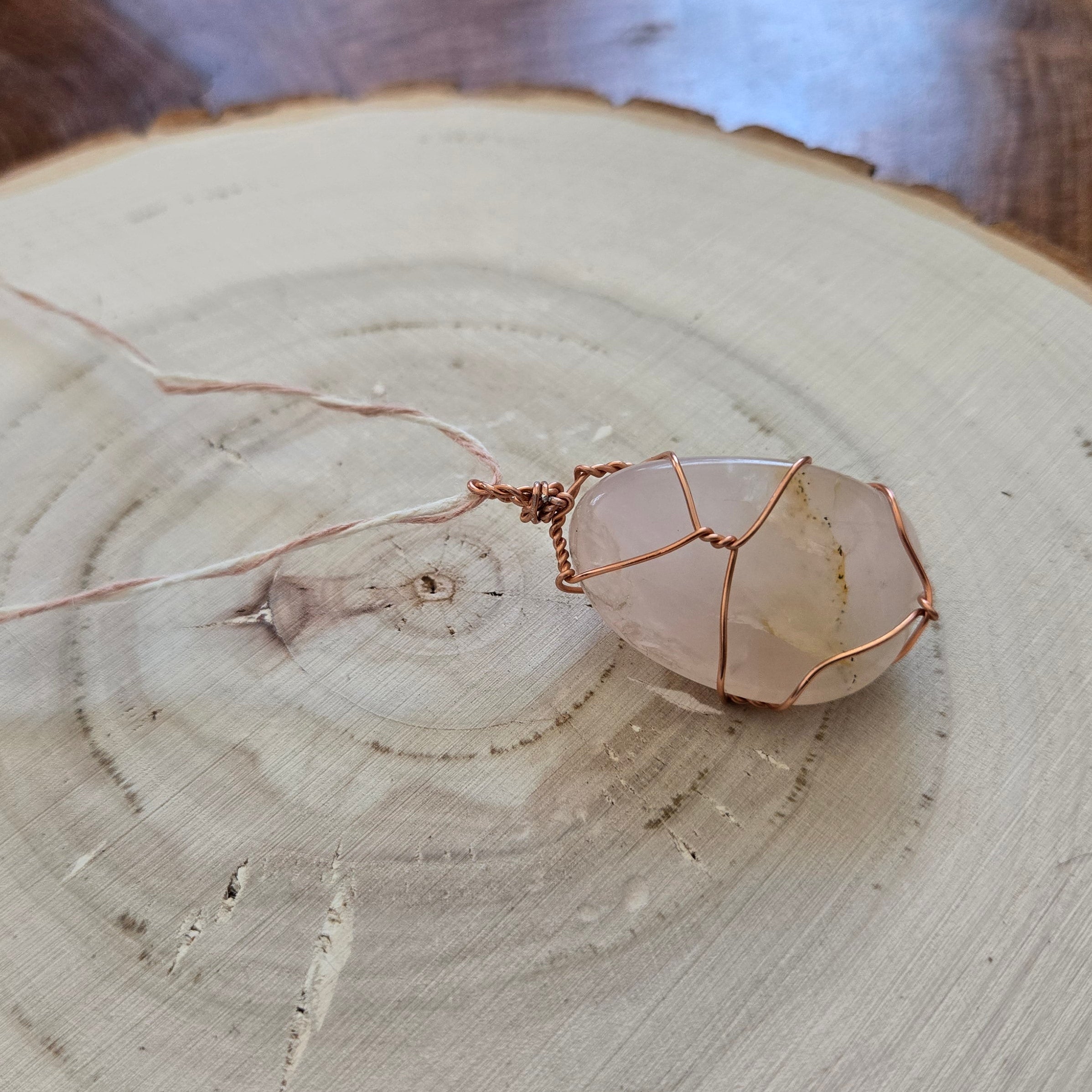 Rose Quartz Necklace 22.5" Corded