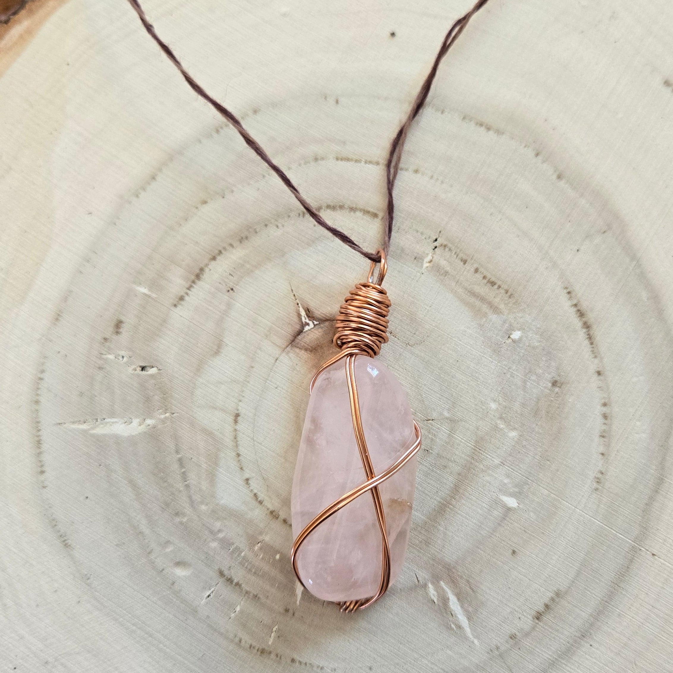 Rose Quartz Necklace 24.5" Corded