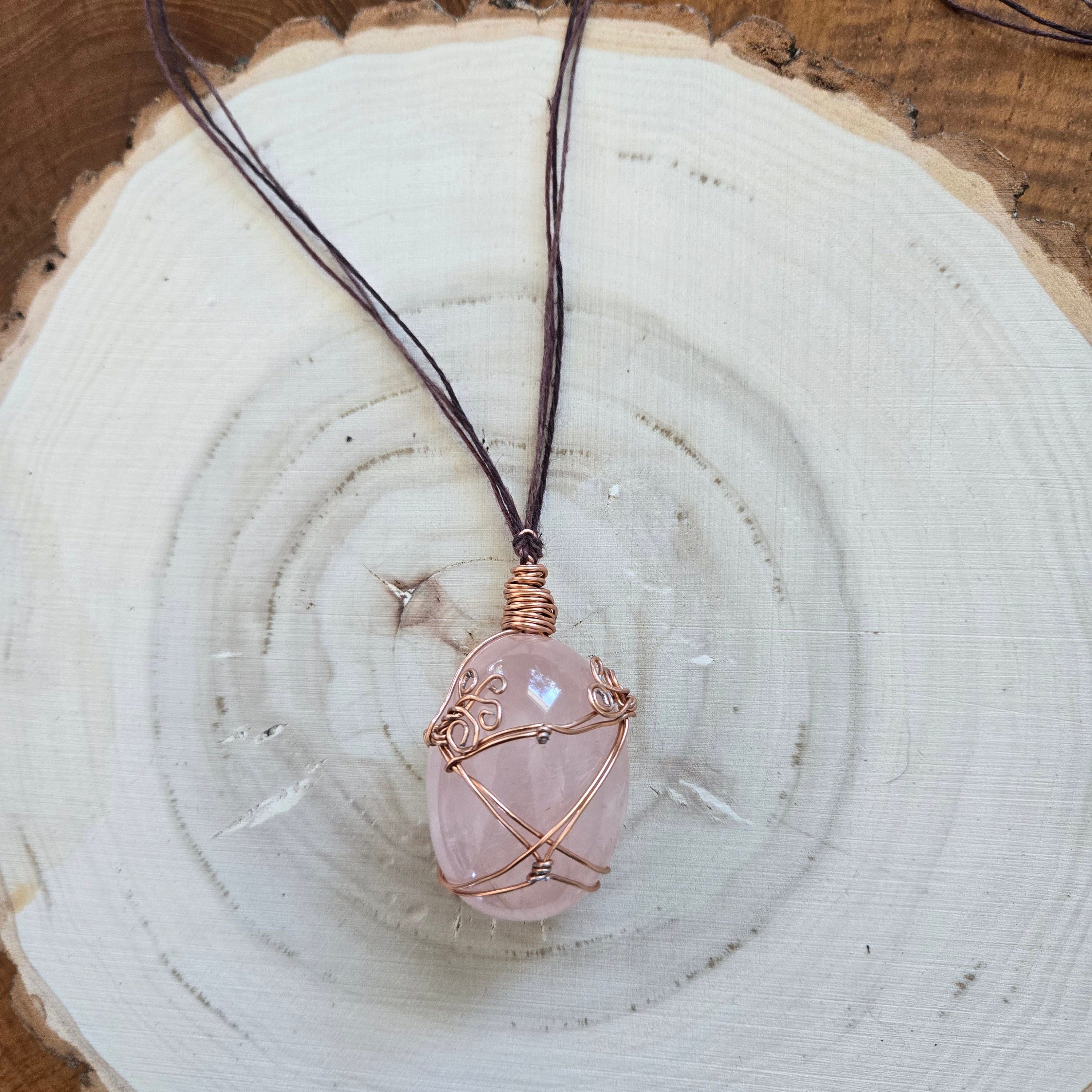 Rose Quartz Necklace 24" Corded