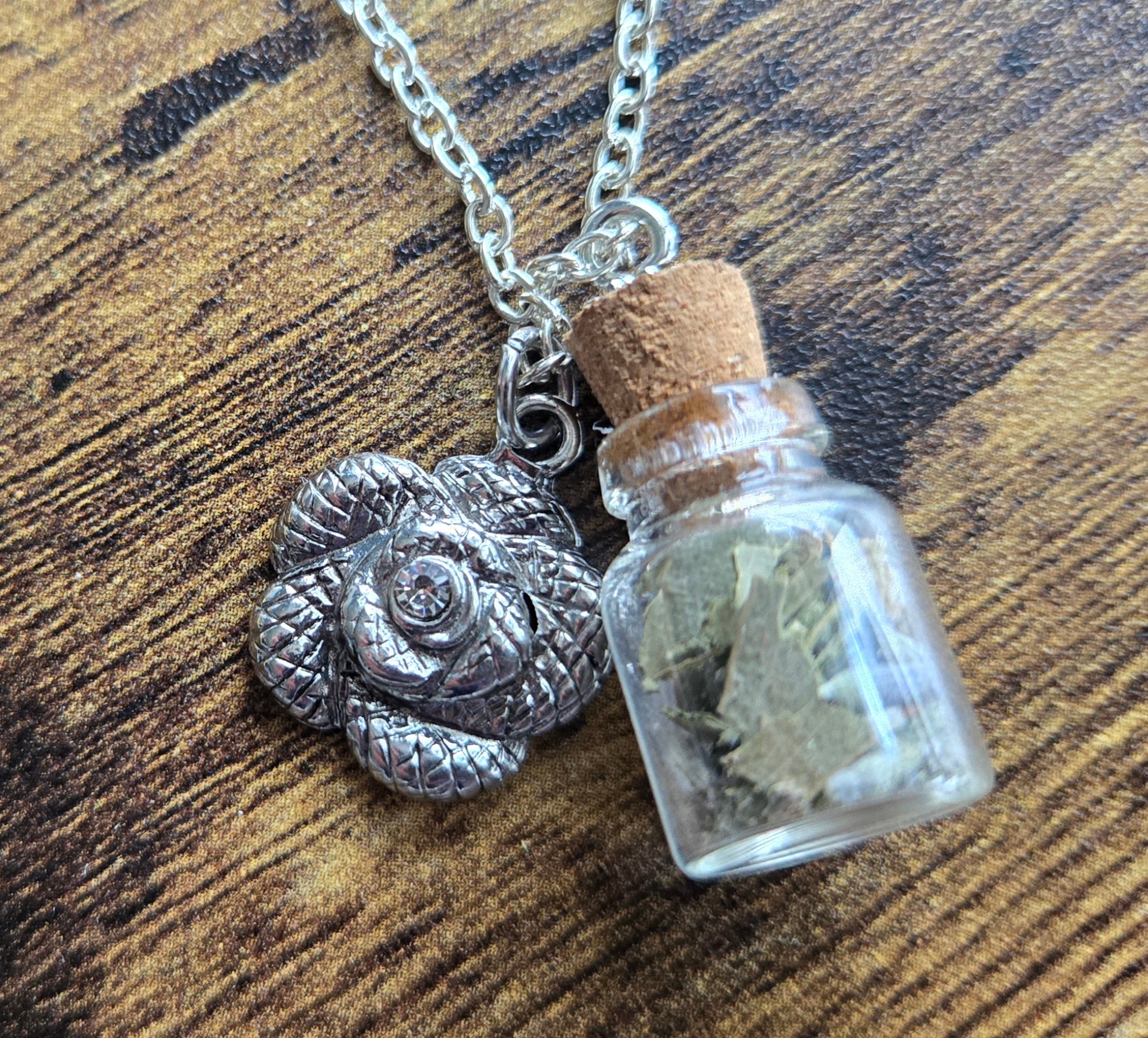 Bottled Herb Necklace With Flower Charm