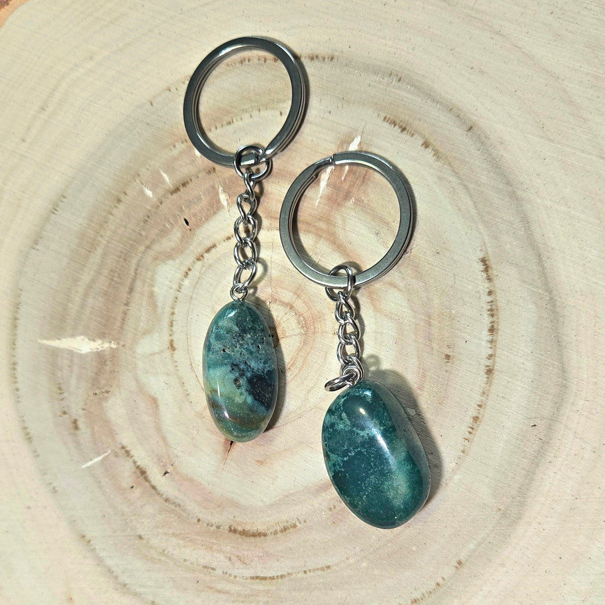 Moss Agate Crystal Keychain