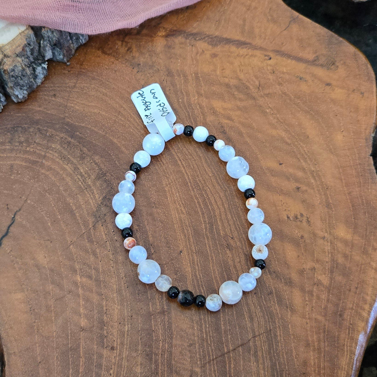 Fire Agate & Obsidian Bracelet