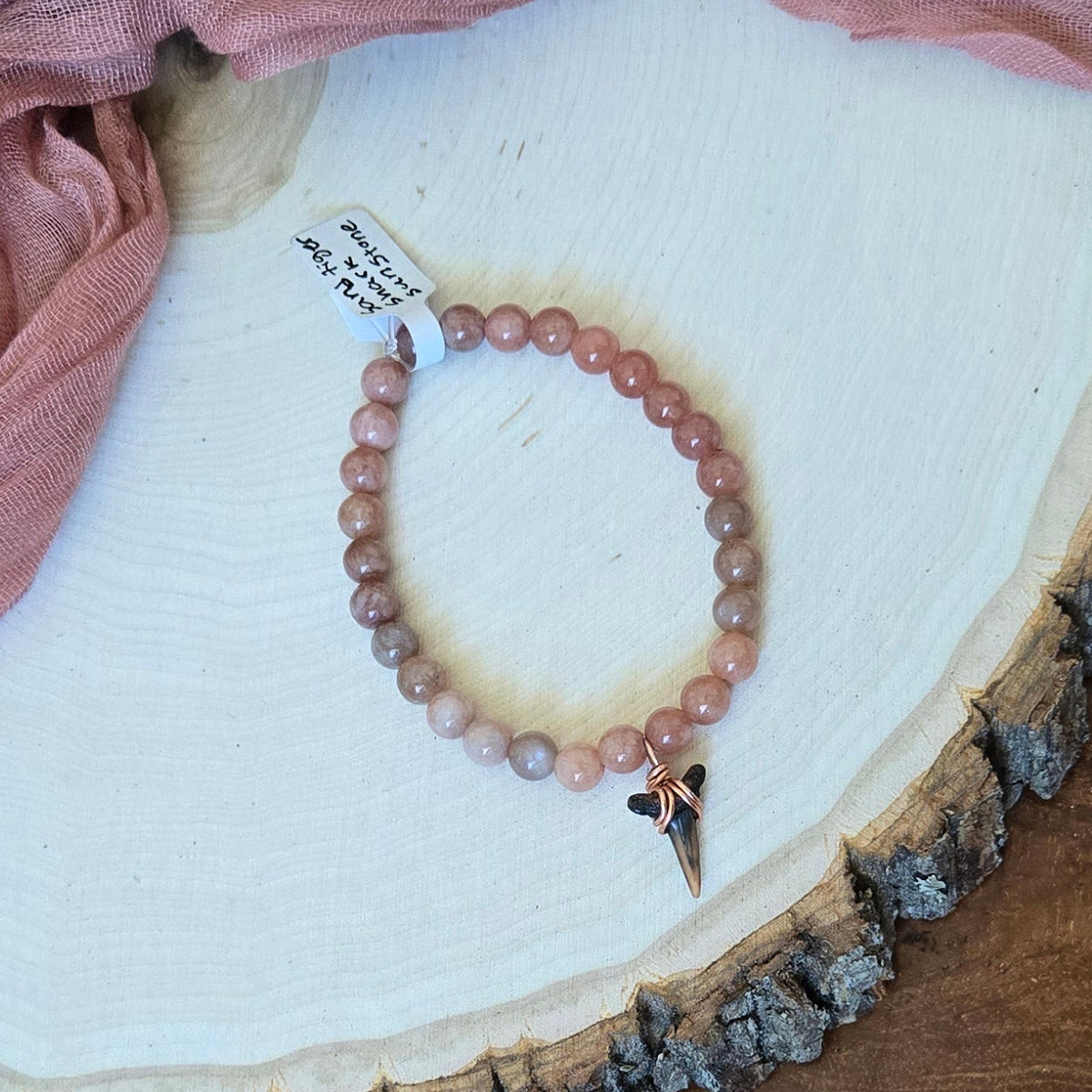 Sand Tiger & Sun Stone Fossil Bracelet