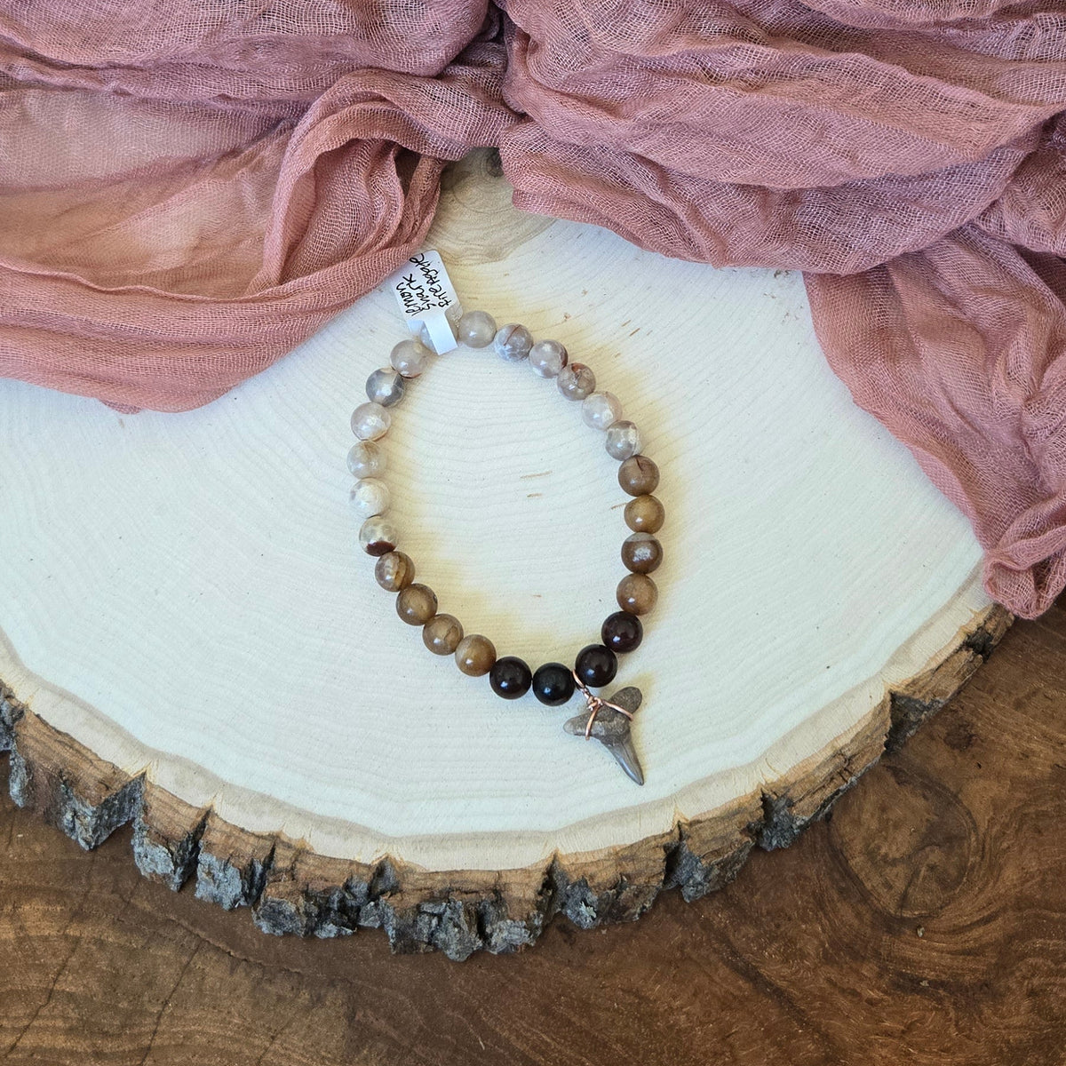 Lemon Shark & Agate Fossil Bracelet